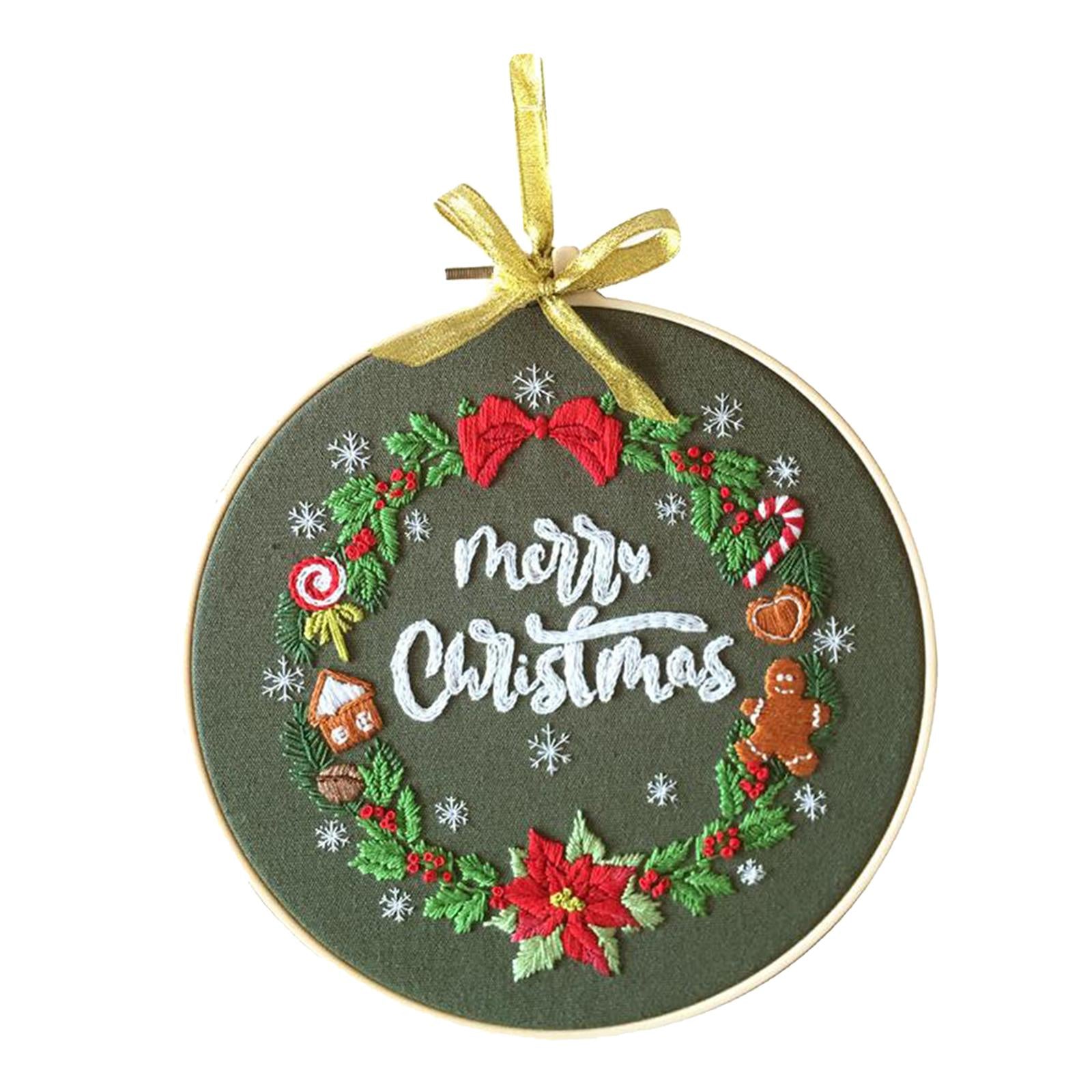 Embroidery Kit Hand Cross Stitch Material Home Decor Making Hoop Leaves