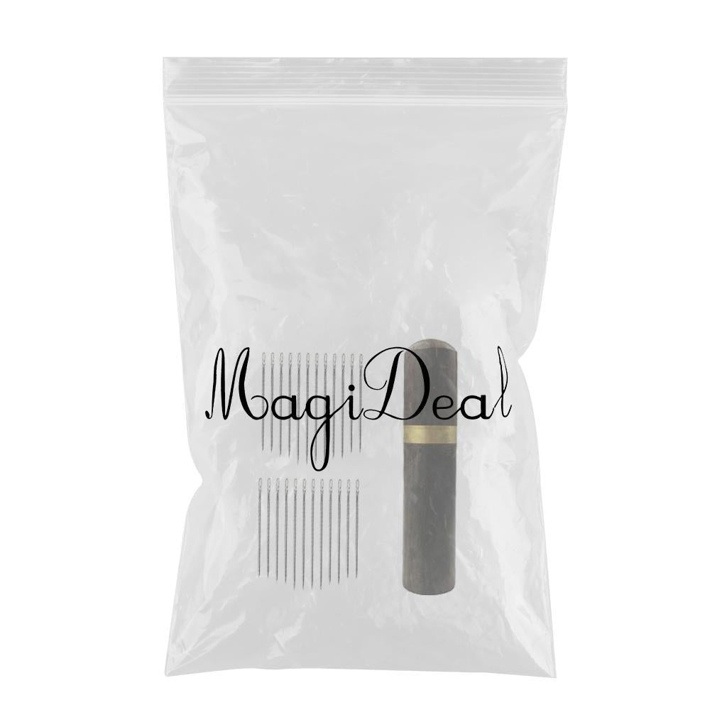 24x Self Threading Needles with Wooden Needle Case Black_Silver Needles