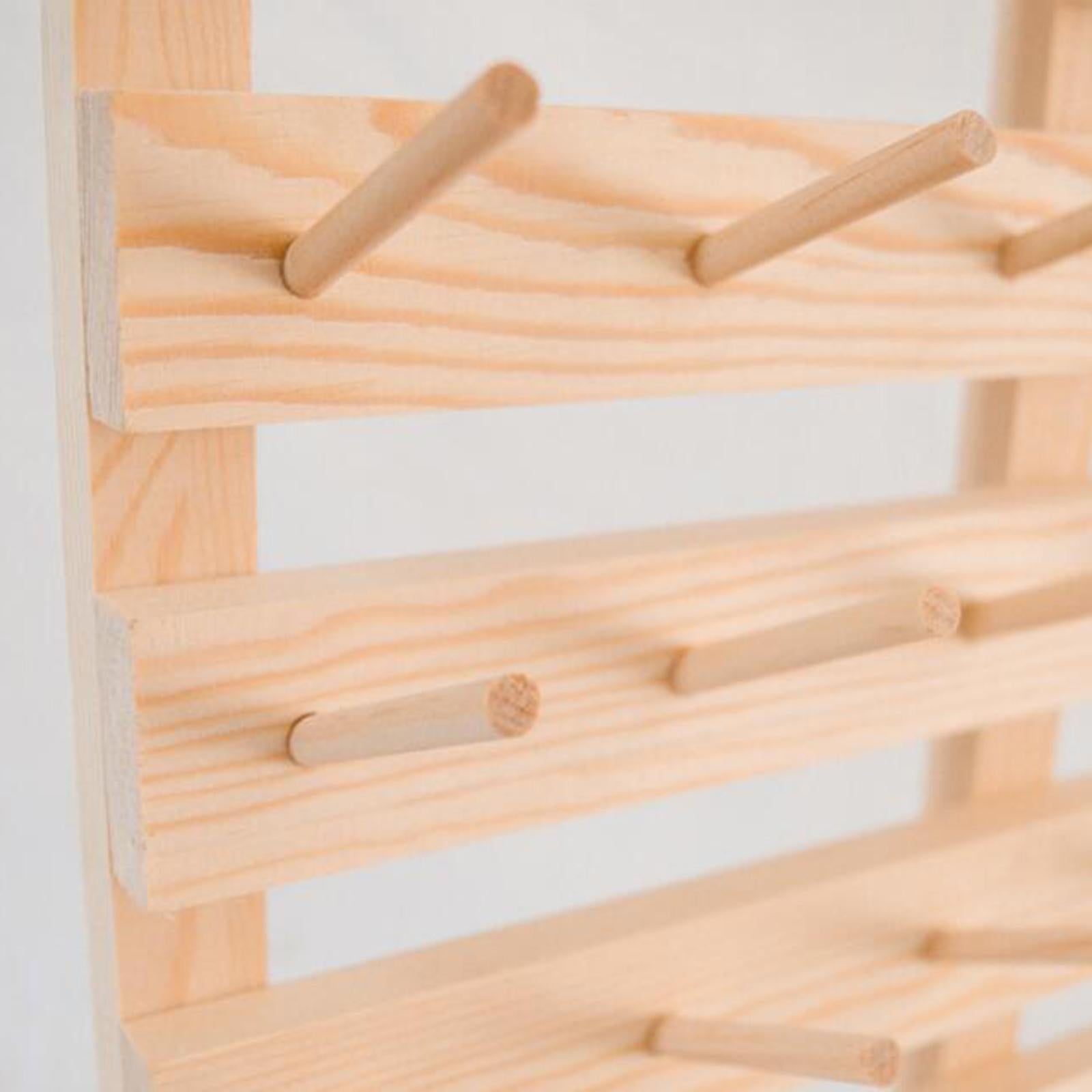 30 Sewing Thread Spool Rack Embroidery Cone Holder Organizer Wooden Shelf