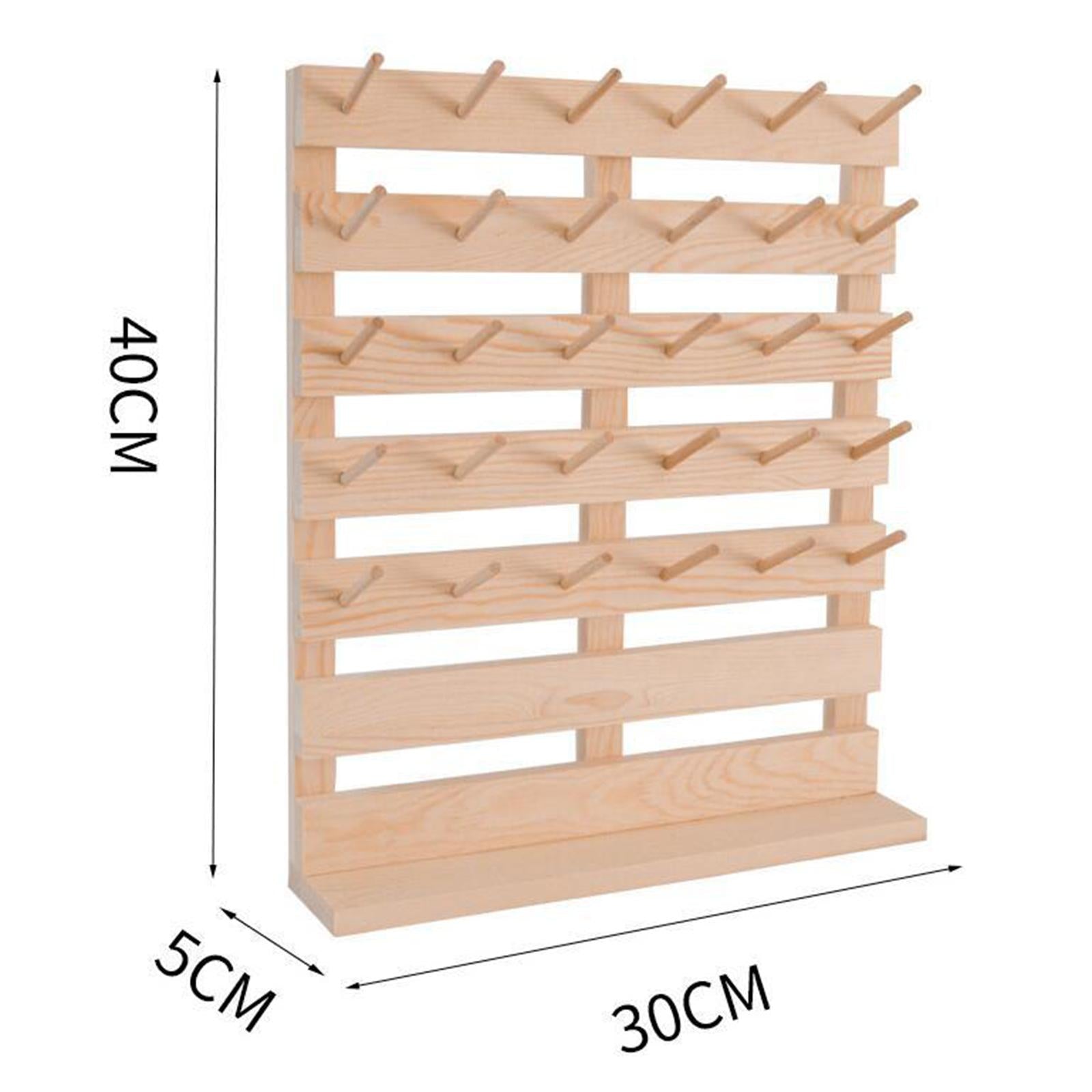 30 Sewing Thread Spool Rack Embroidery Cone Holder Organizer Wooden Shelf