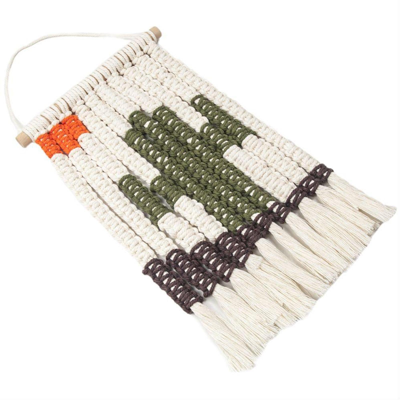 Macrame Cactus Wall Hanging Cotton Rope Tapestry Handmade DIY Craft Chic Art