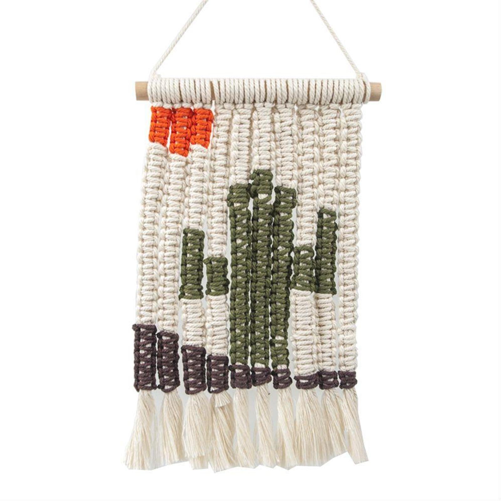 Macrame Cactus Wall Hanging Cotton Rope Tapestry Handmade DIY Craft Chic Art