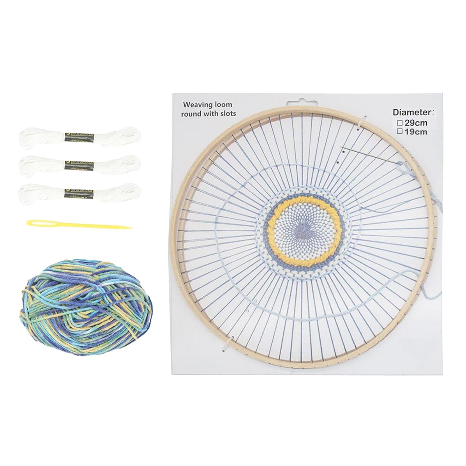 Handmade Wooden Weaving Machine Round Wooden Loom for Household DIY Home Blue wool suit