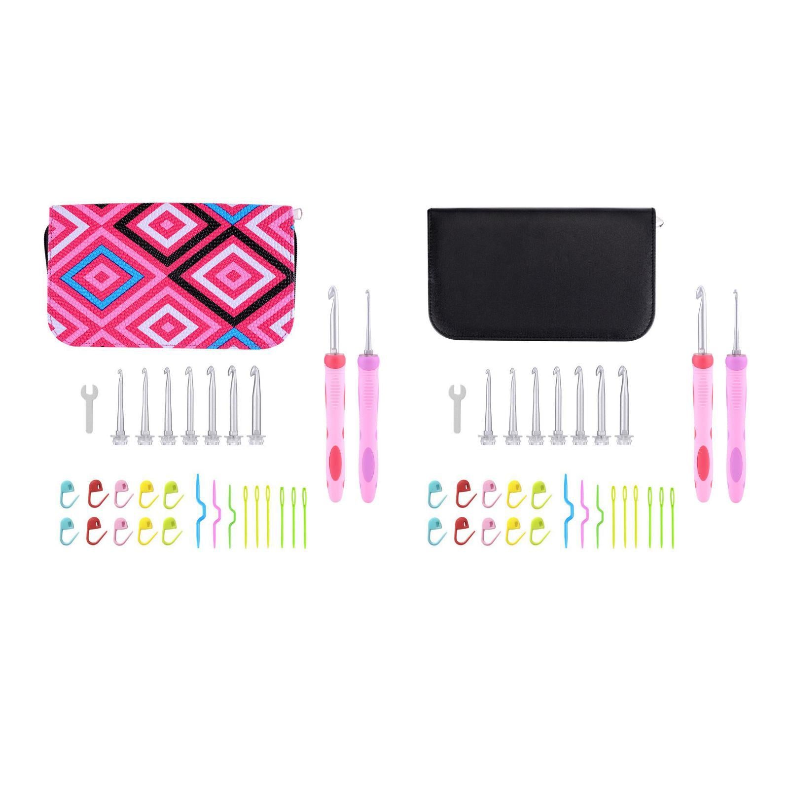 Aluminum Heads Hooks Crochet Comfortable Silicone Handle for Arthritic Hands Black