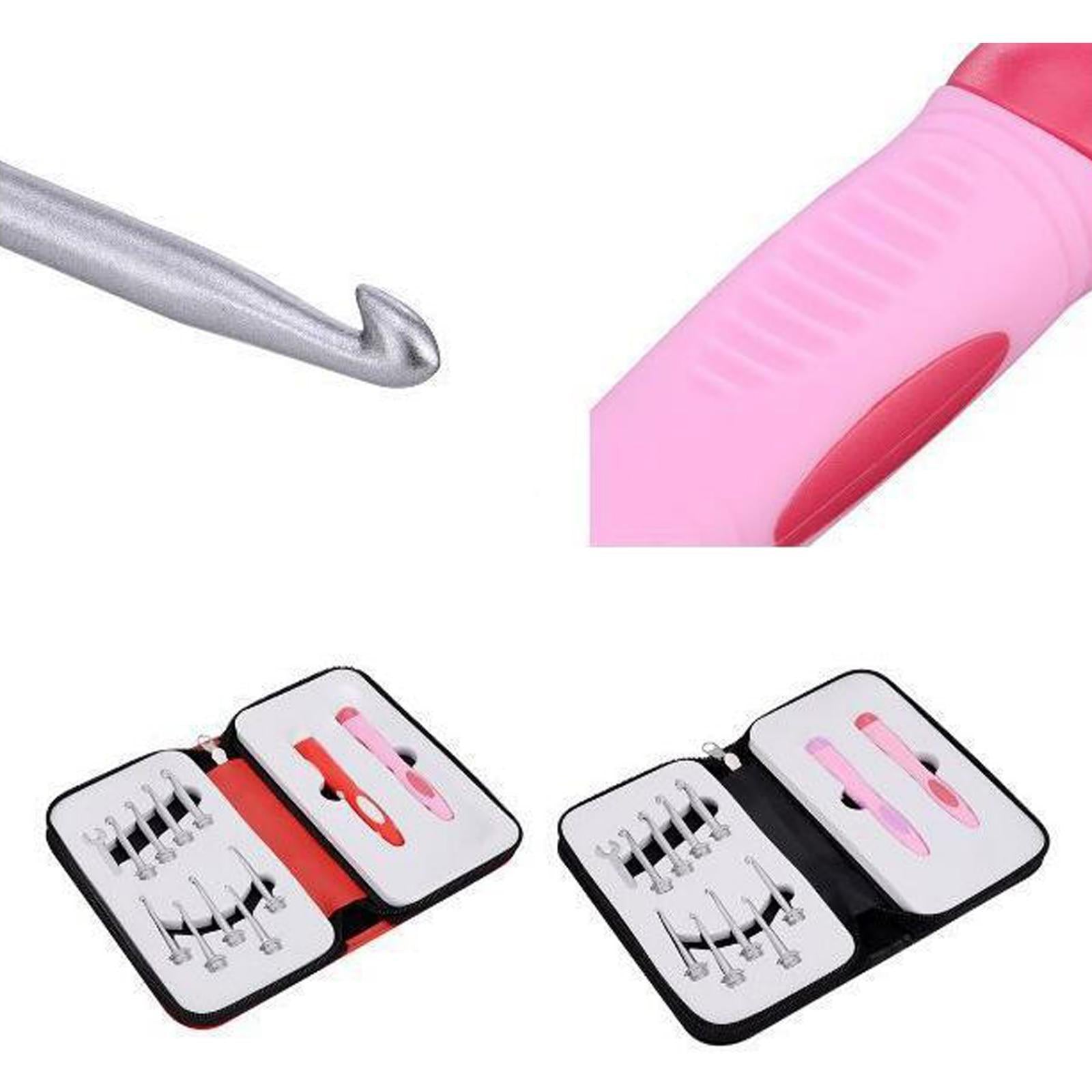 Aluminum Heads Hooks Crochet Comfortable Silicone Handle for Arthritic Hands Black