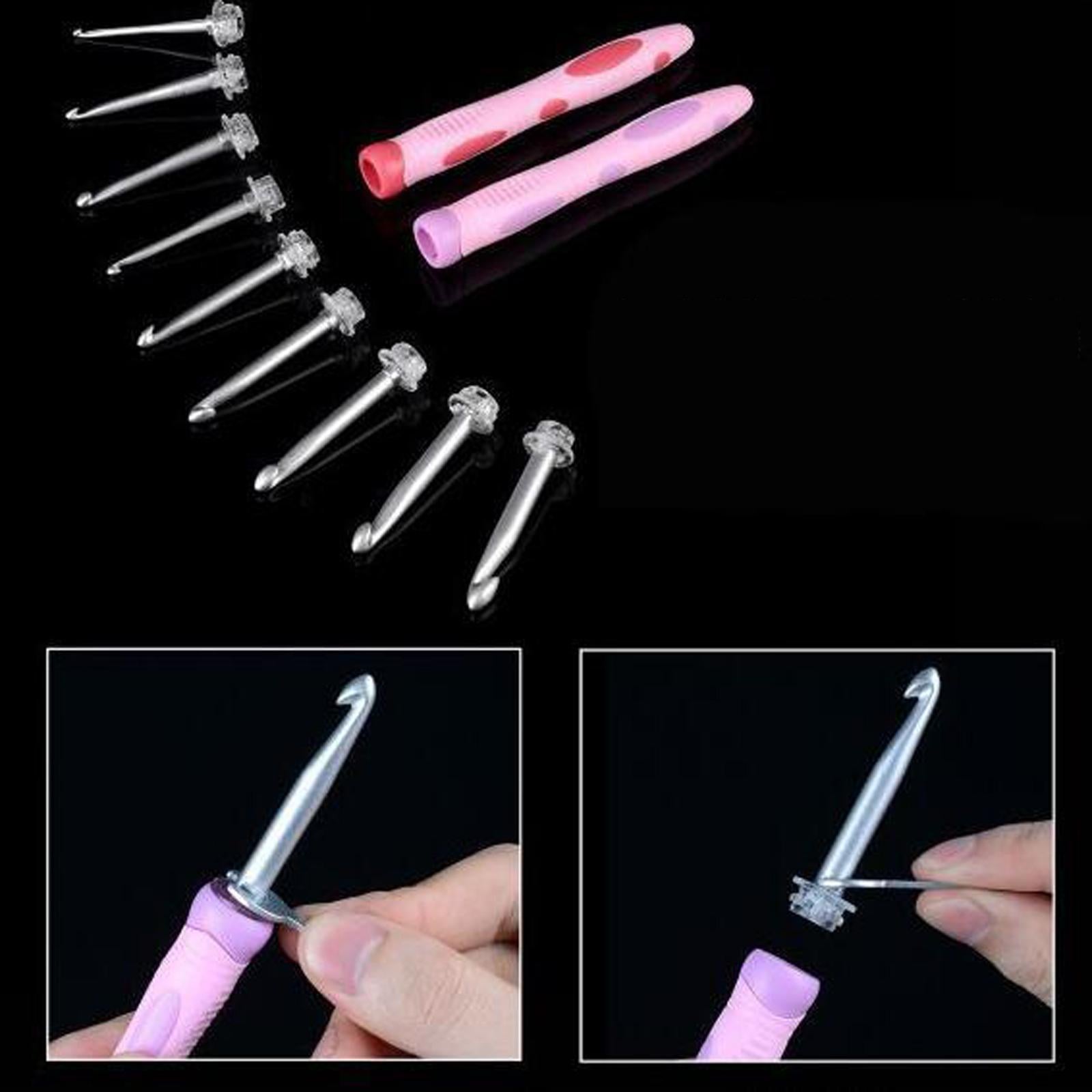 Aluminum Heads Hooks Crochet Comfortable Silicone Handle for Arthritic Hands Black