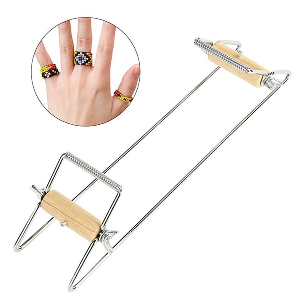 Stainless Steel&Wood Beading Loom for DIY Bracelet Knitting Machine Silver