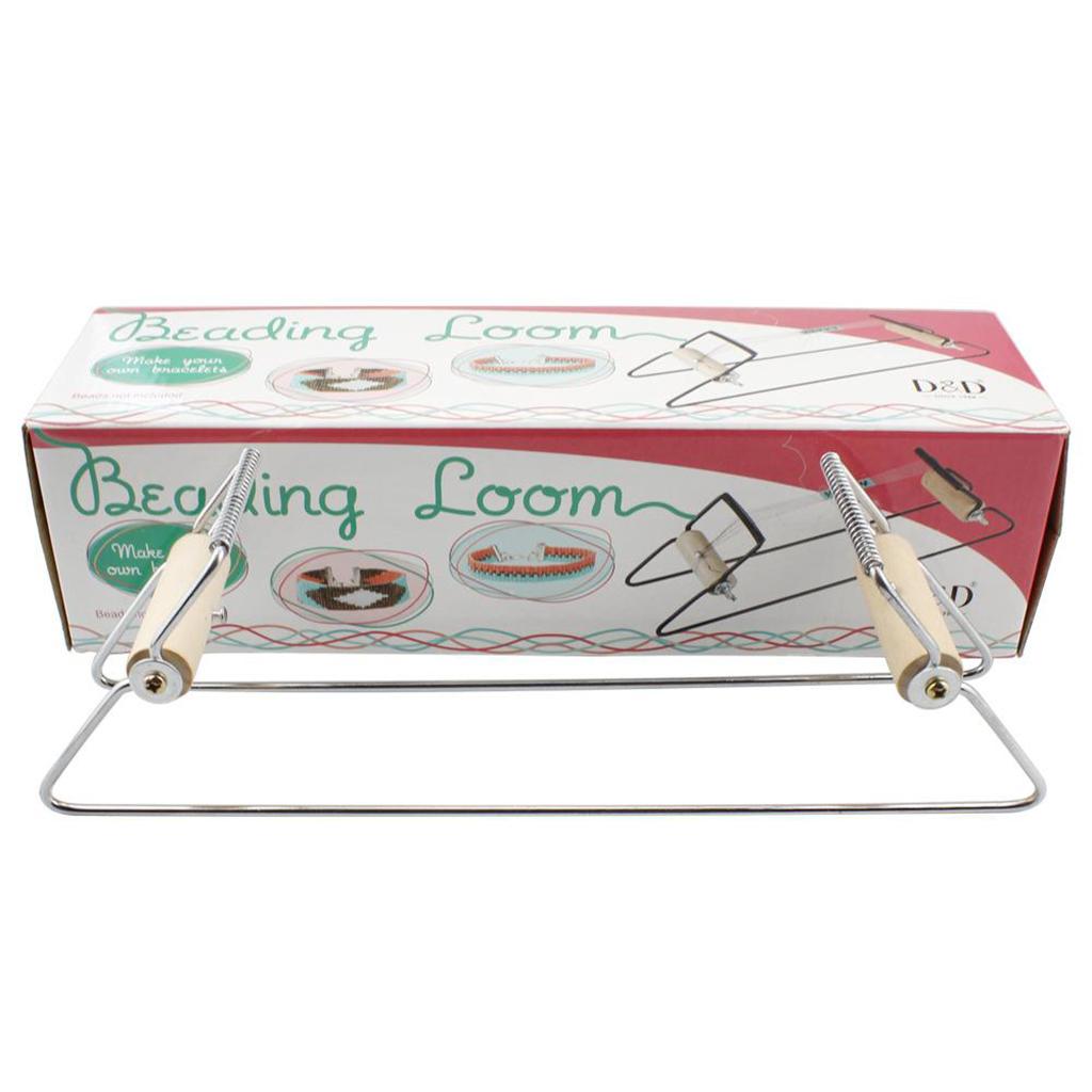 Stainless Steel&Wood Beading Loom for DIY Bracelet Knitting Machine Silver