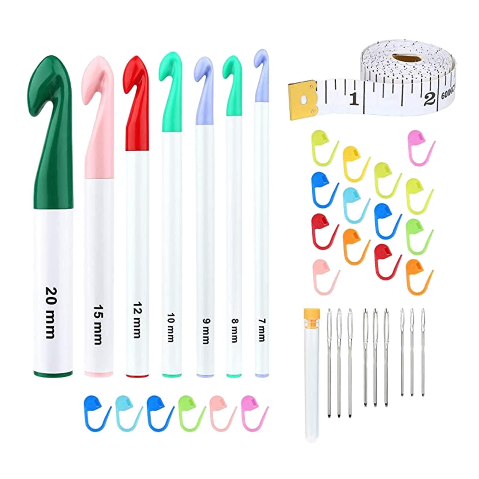 Crochet Hooks Kit Set Needles Tool Ergonomic Grip Large-Eye Blunt Needles