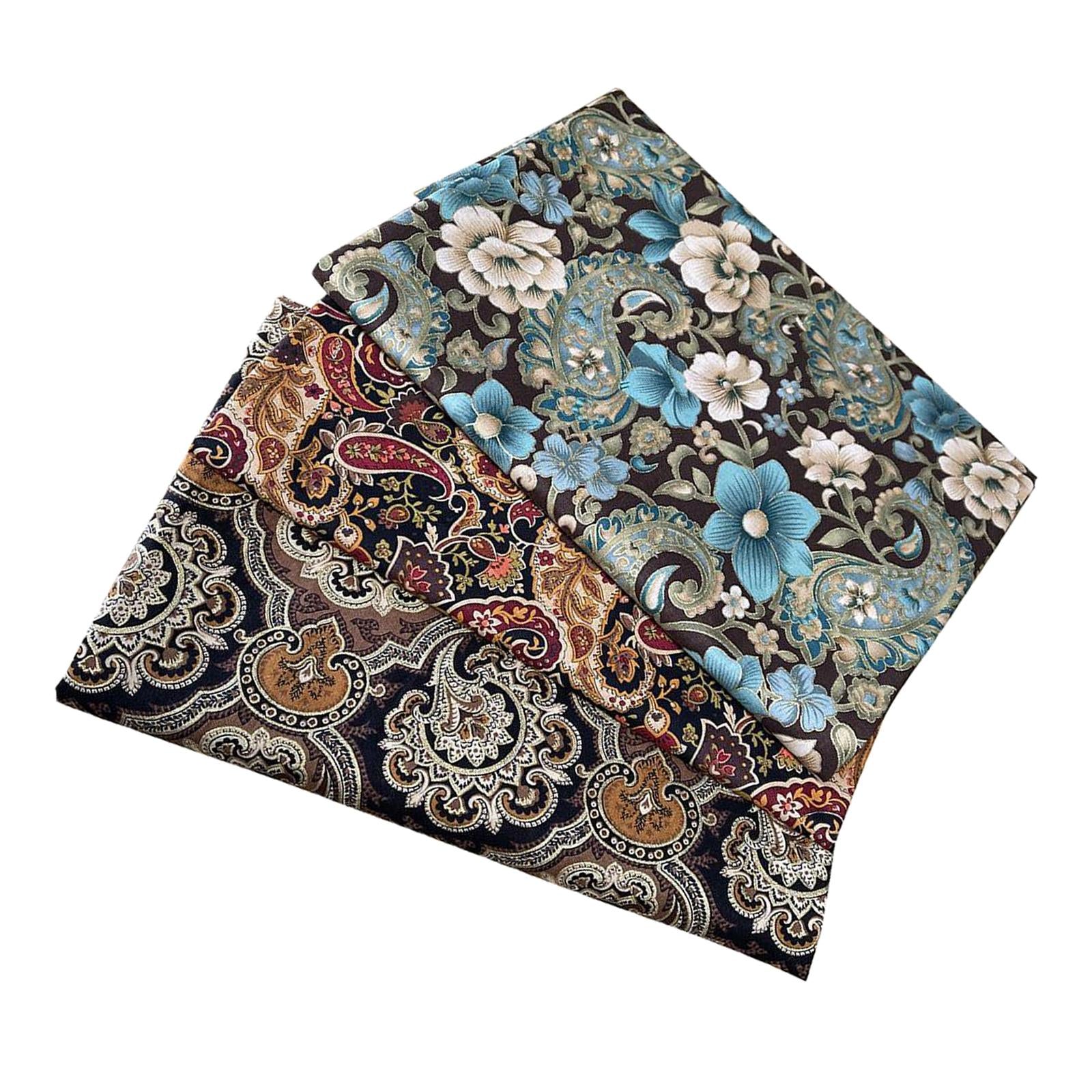 3x DIY Cotton Floral Fabric Patchwork for Handmade Patchwork Sewing Headband