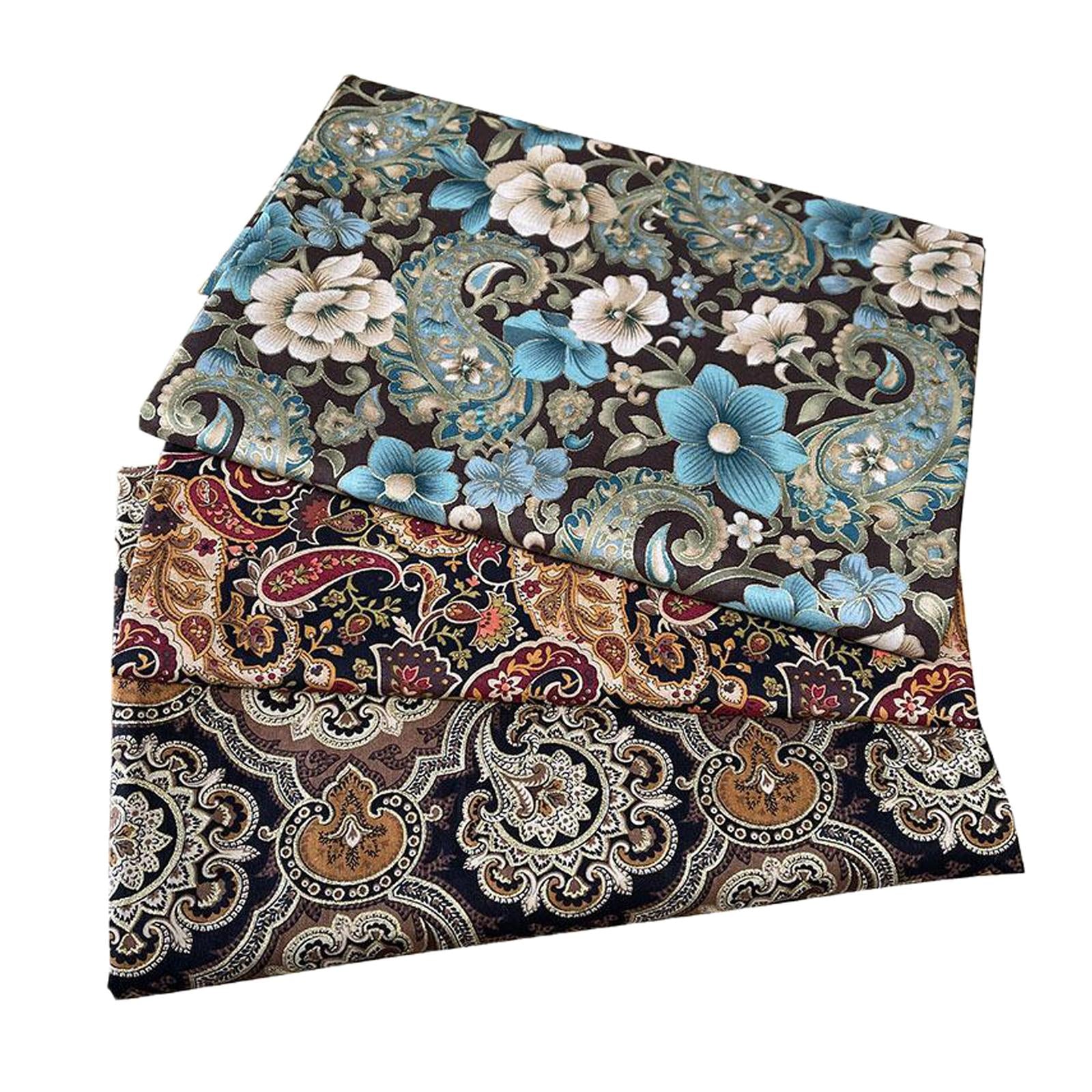 3x DIY Cotton Floral Fabric Patchwork for Handmade Patchwork Sewing Headband