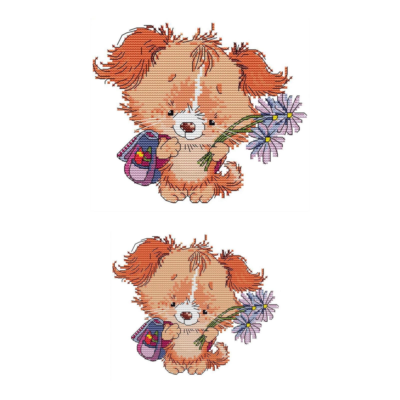 Cross Stitch Kit Cute Puppy Embroidery Needlepoint Crafts for Adult Kid 11CT