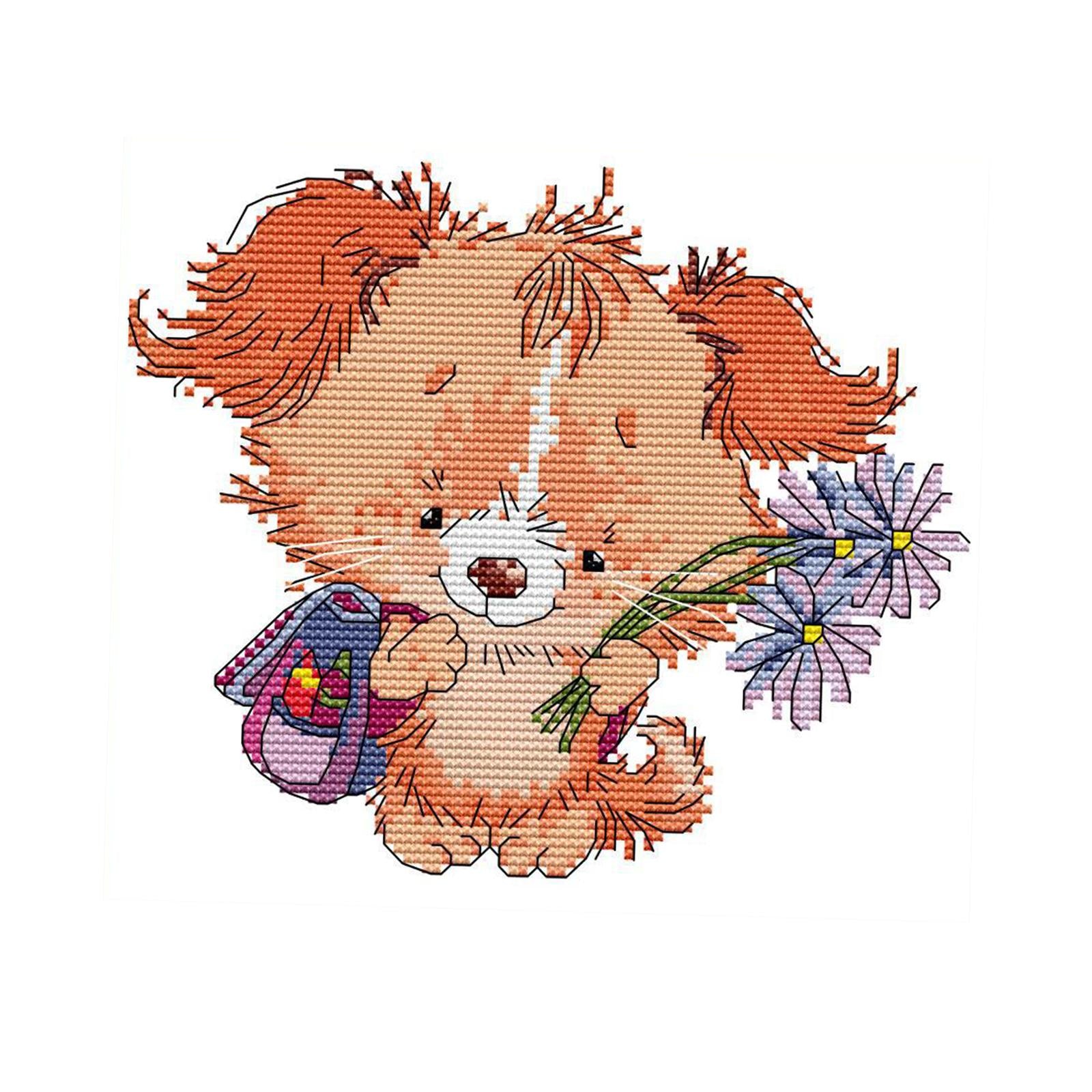 Cross Stitch Kit Cute Puppy Embroidery Needlepoint Crafts for Adult Kid 14CT