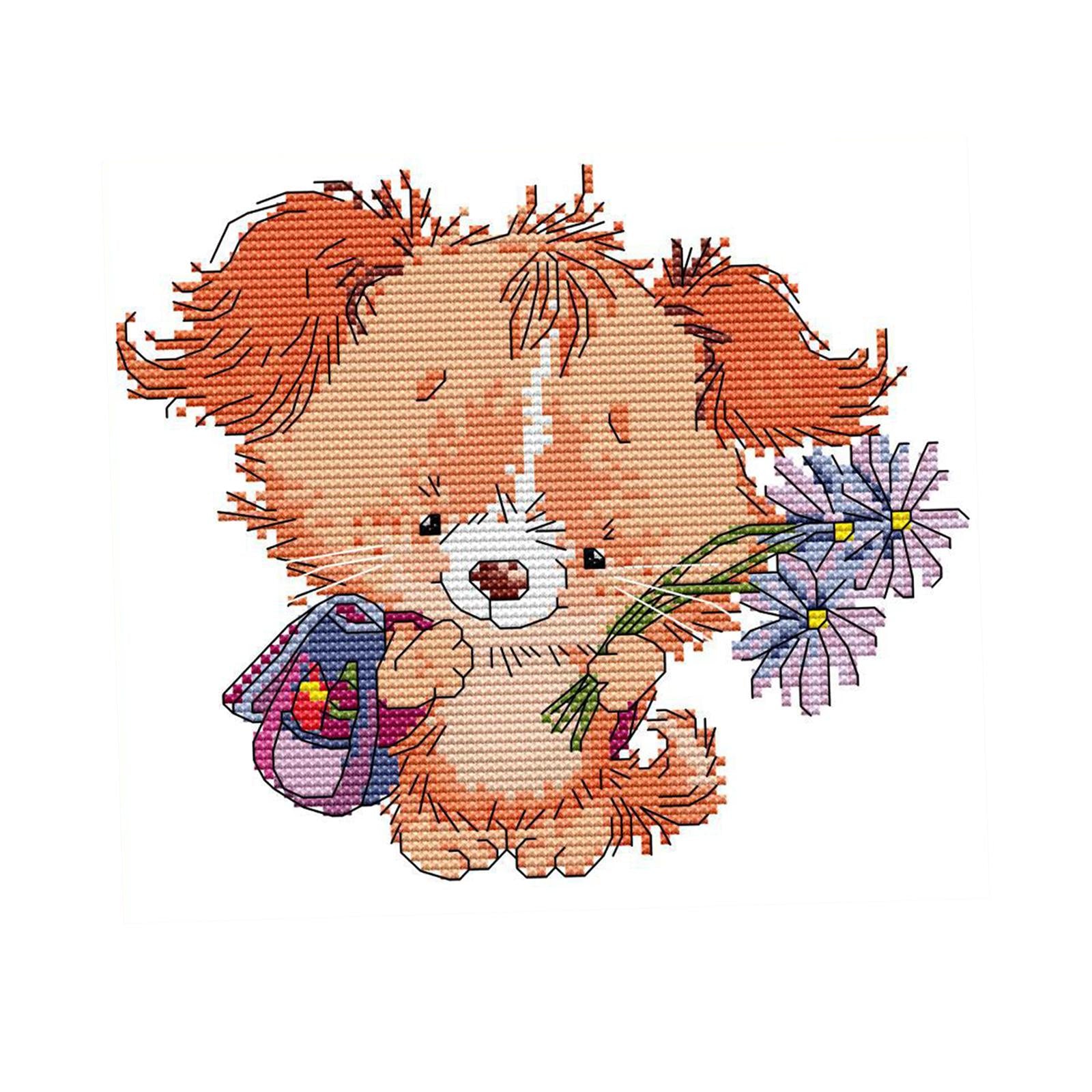 Cross Stitch Kit Cute Puppy Embroidery Needlepoint Crafts for Adult Kid 14CT