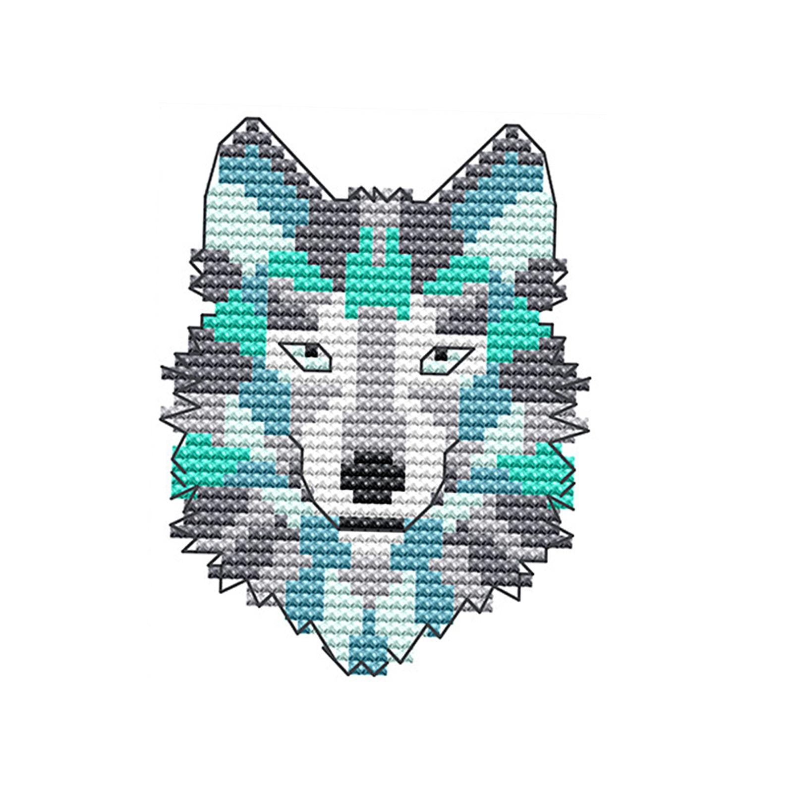 Abstract Animal Stamped Cross Stitch Kits Handmade Needlework for Beginners Wolf