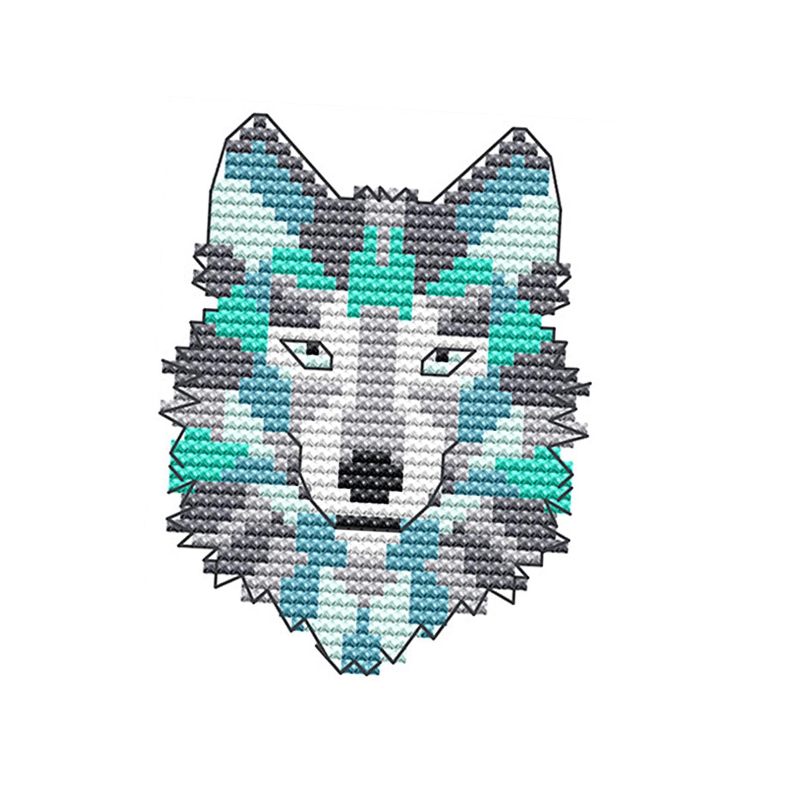 Abstract Animal Stamped Cross Stitch Kits Handmade Needlework for Beginners Wolf