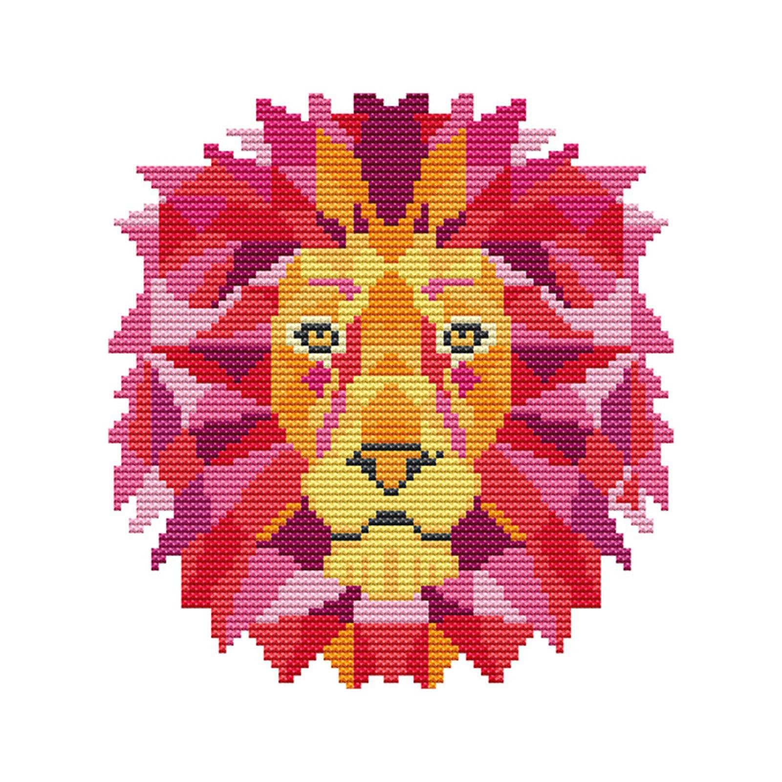 Abstract Animal Stamped Cross Stitch Kits Handmade Needlework for Beginners Lion