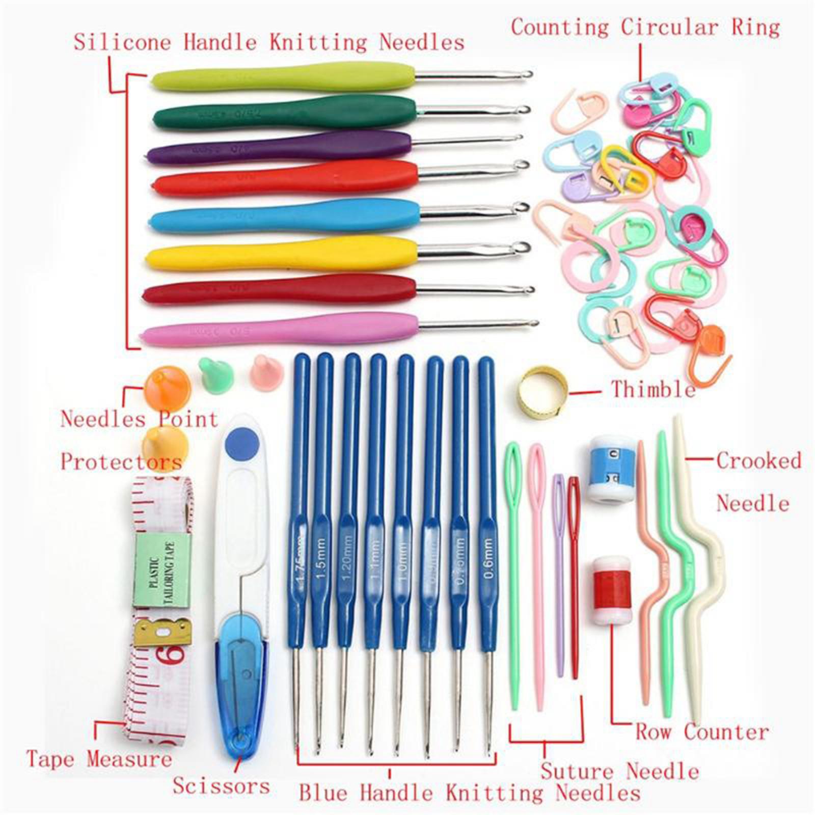 57PCS Crochet Hooks Set Knit Needles 2.5-6.5mm Smooth Knitting Needles