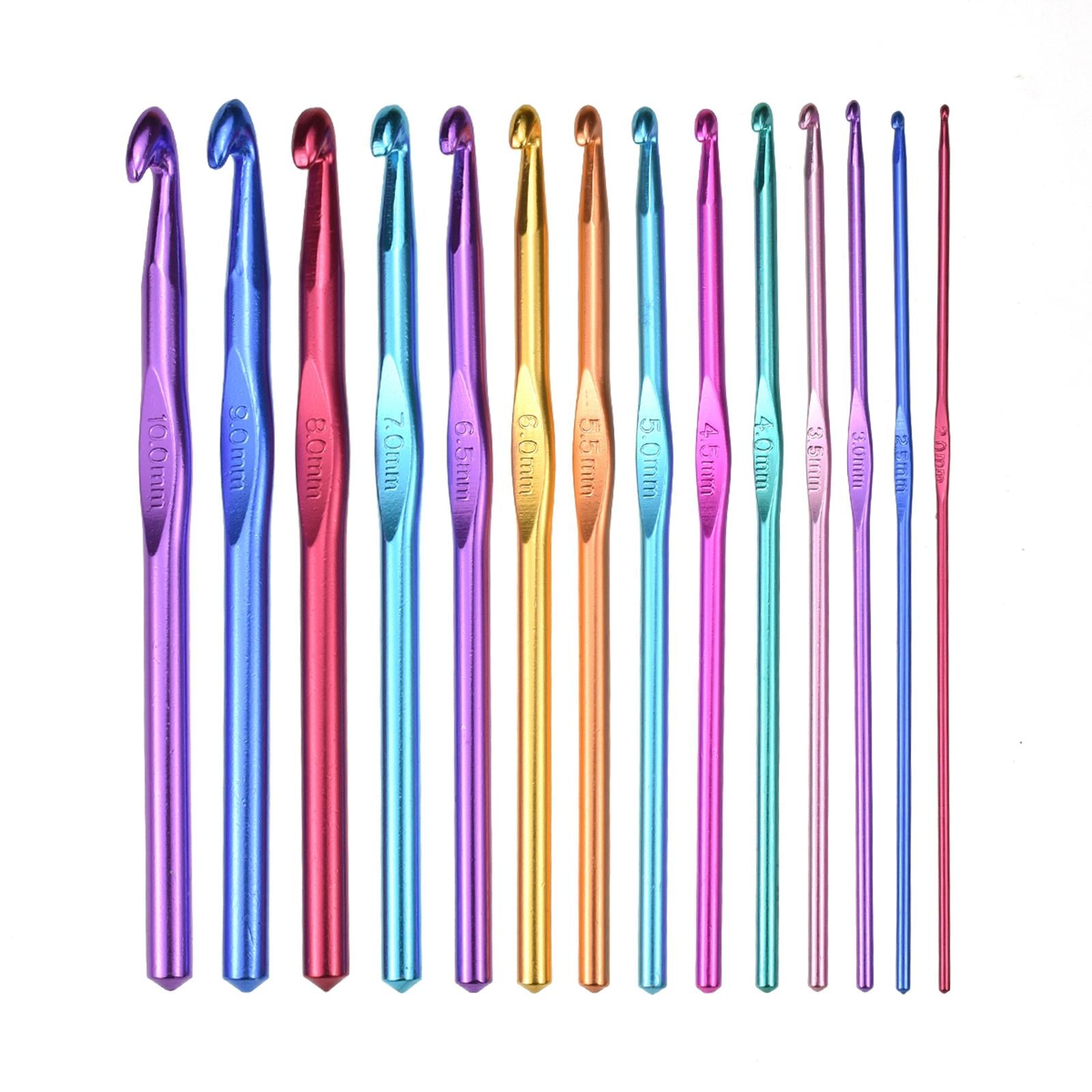 32x Aluminum Crochet Hooks Knitting Set 2-10mm with Large-Eye Blunt Needle