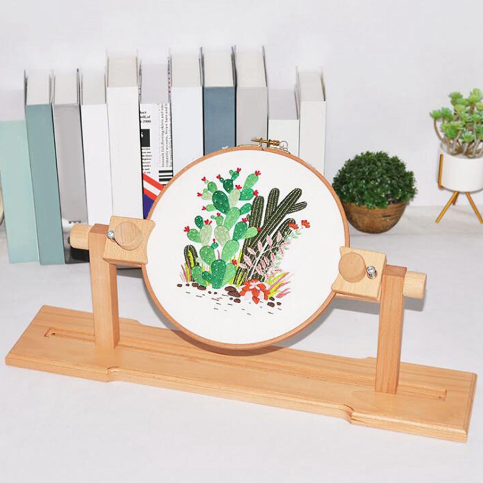 Wooden Tabletop Embroidery Hoop Frame Adjustable Cross Stitch Rack Support