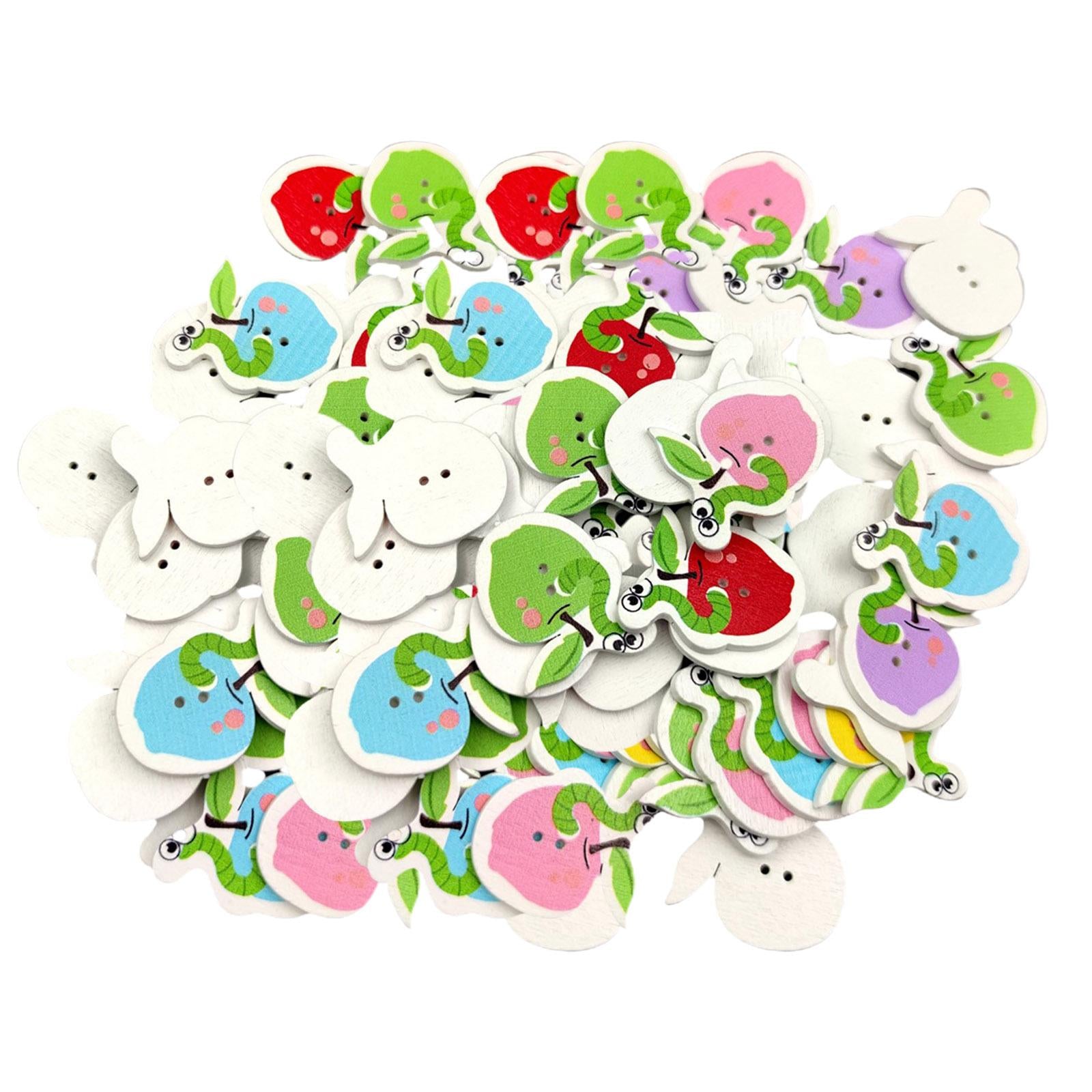 Scrapbooking Sewing Buttons for Knitting Crocheting Craft Worm on Apple