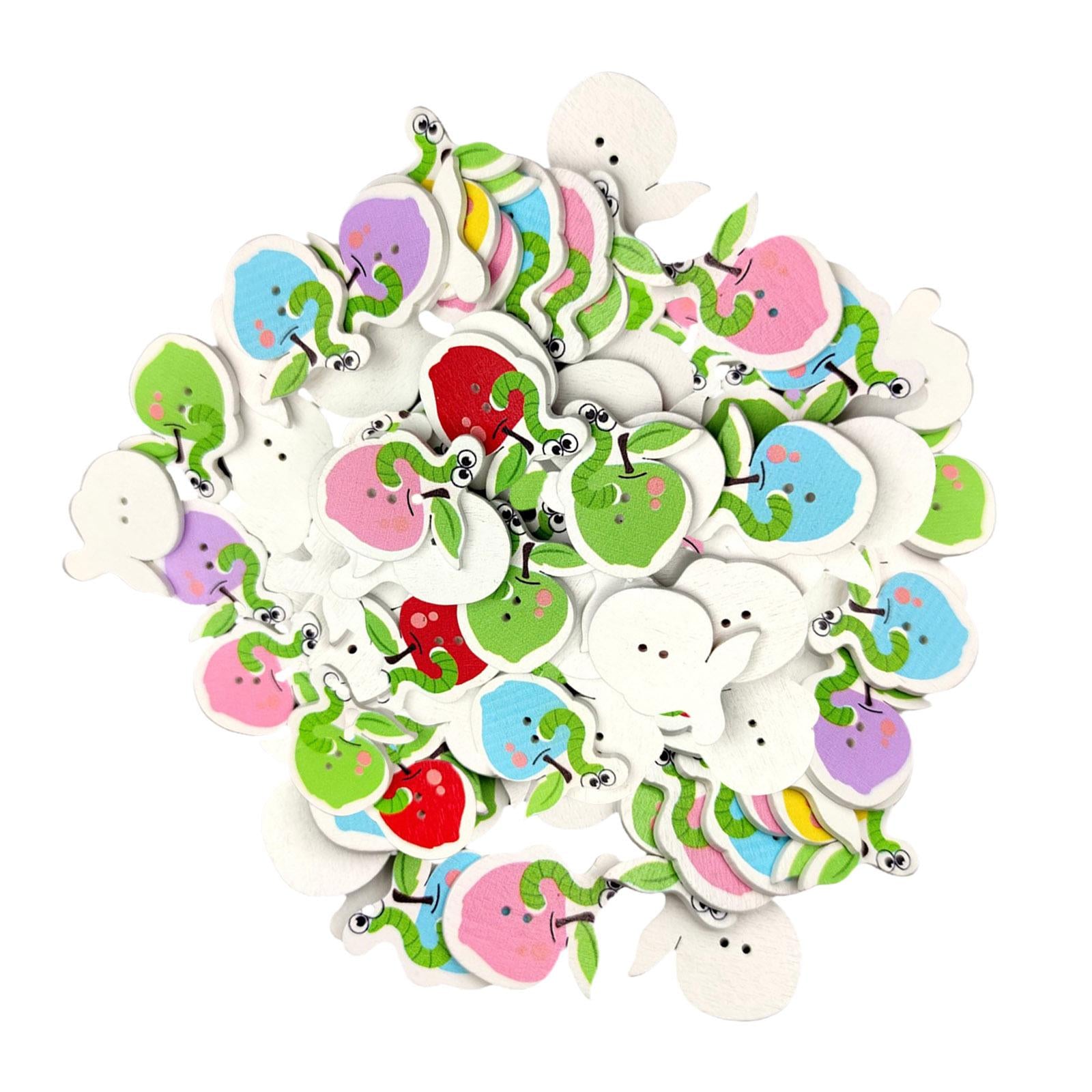 Scrapbooking Sewing Buttons for Knitting Crocheting Craft Worm on Apple