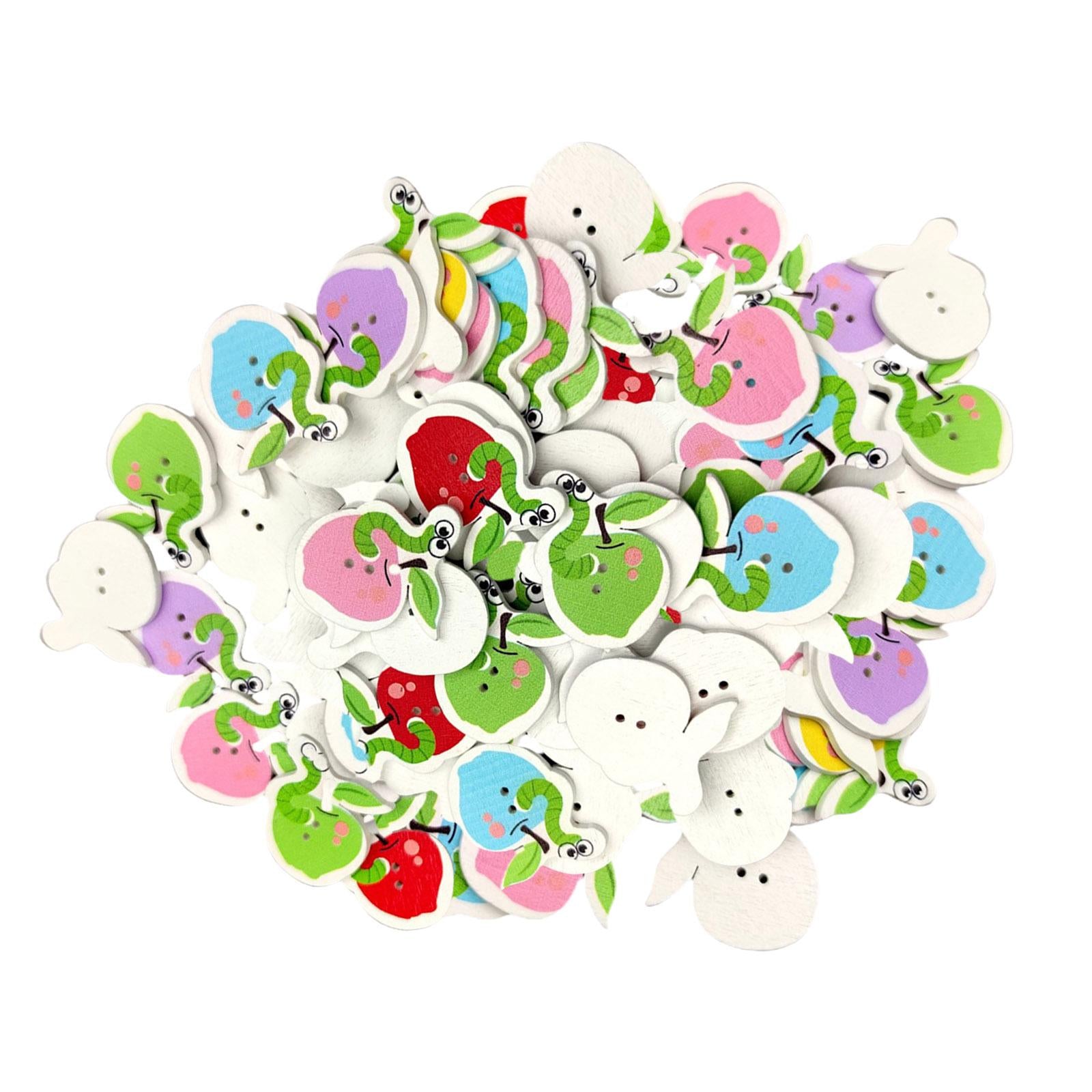 Scrapbooking Sewing Buttons for Knitting Crocheting Craft Worm on Apple