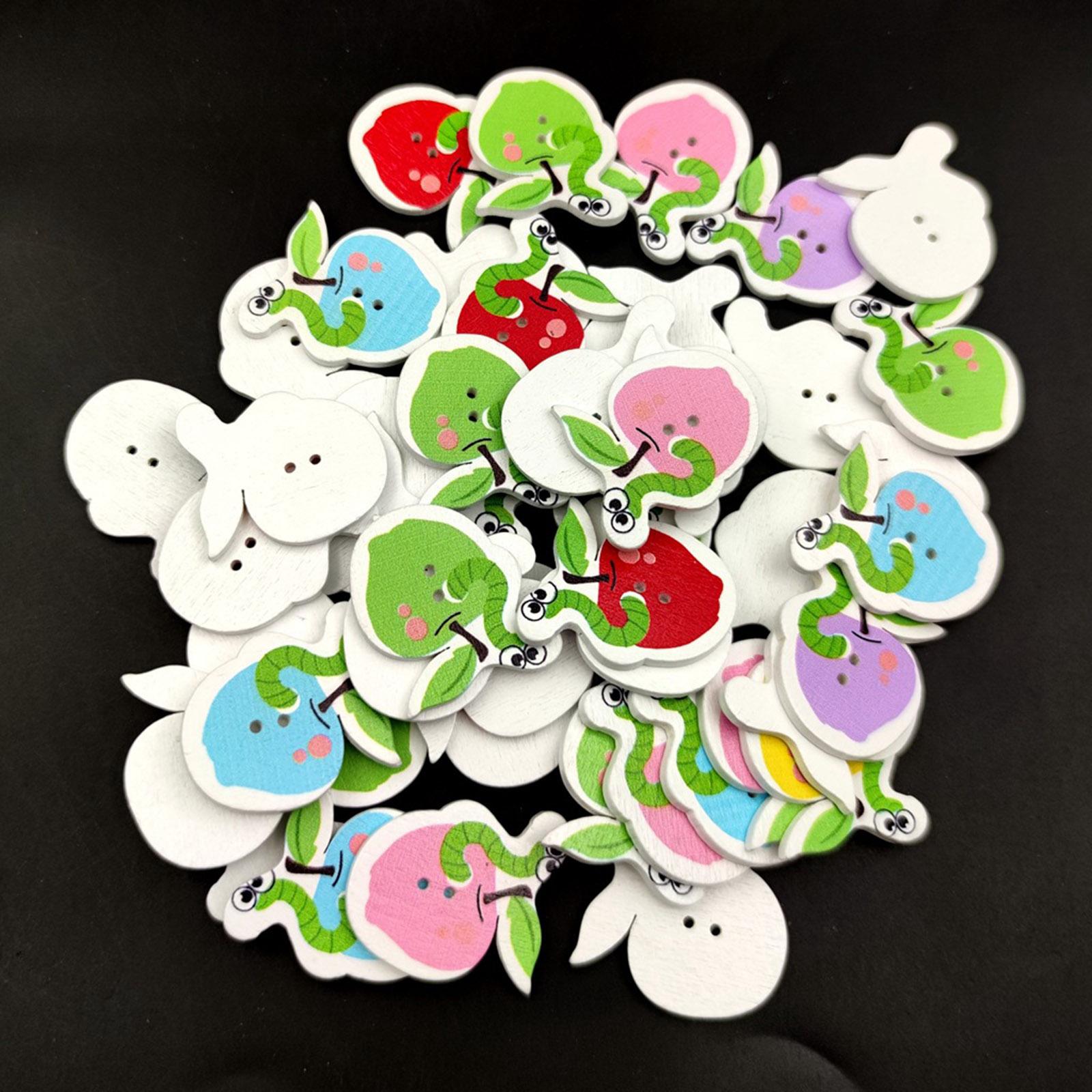 Scrapbooking Sewing Buttons for Knitting Crocheting Craft Worm on Apple