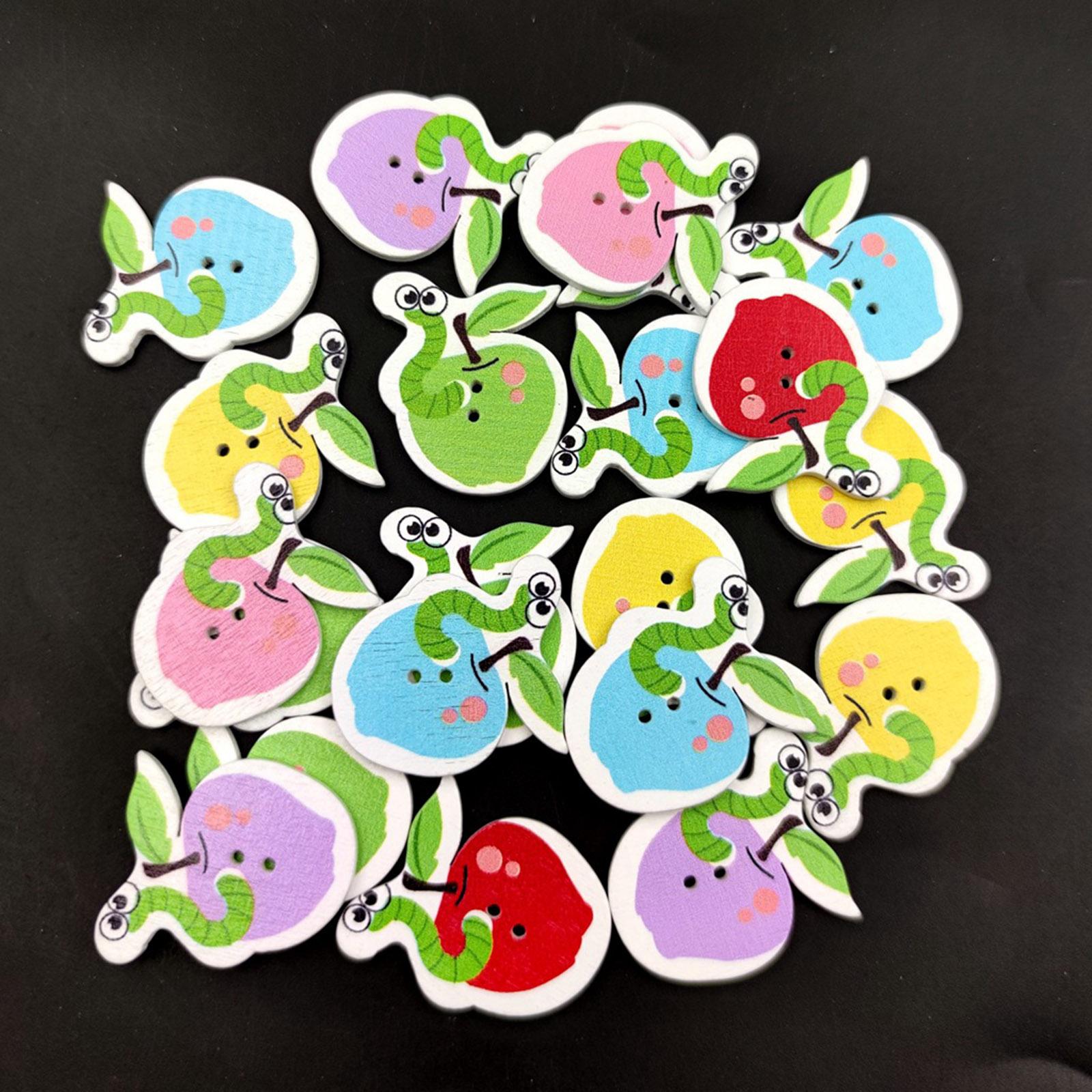 Scrapbooking Sewing Buttons for Knitting Crocheting Craft Worm on Apple