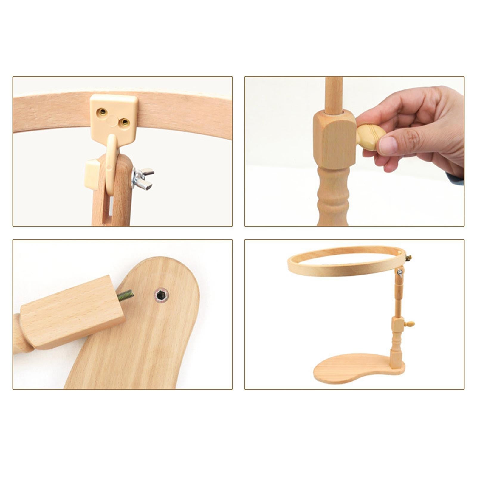 Wooden Embroidery Rack Cross Stitch Frame Hoop Adjustable Needlework Stand