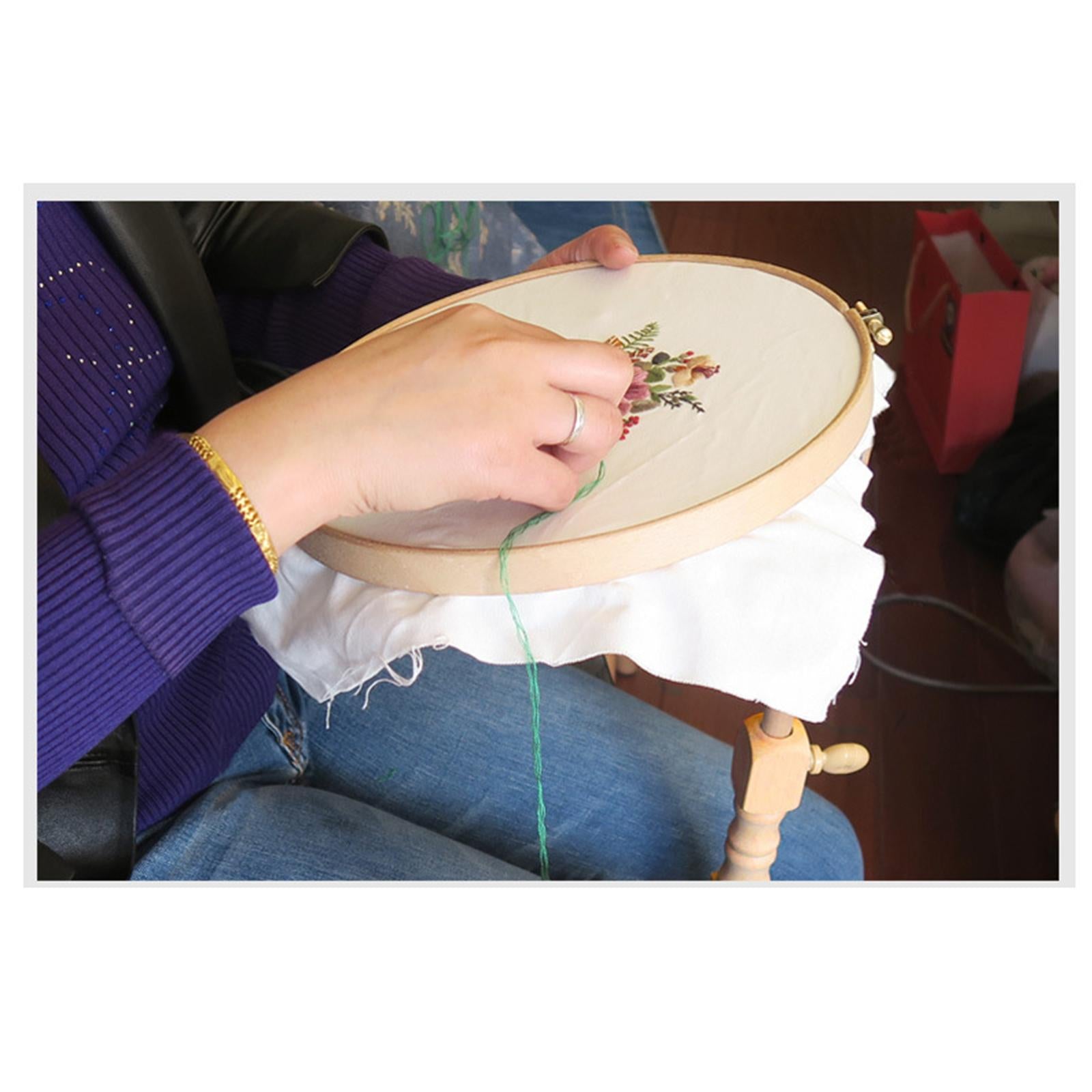 Wooden Embroidery Rack Cross Stitch Frame Hoop Adjustable Needlework Stand
