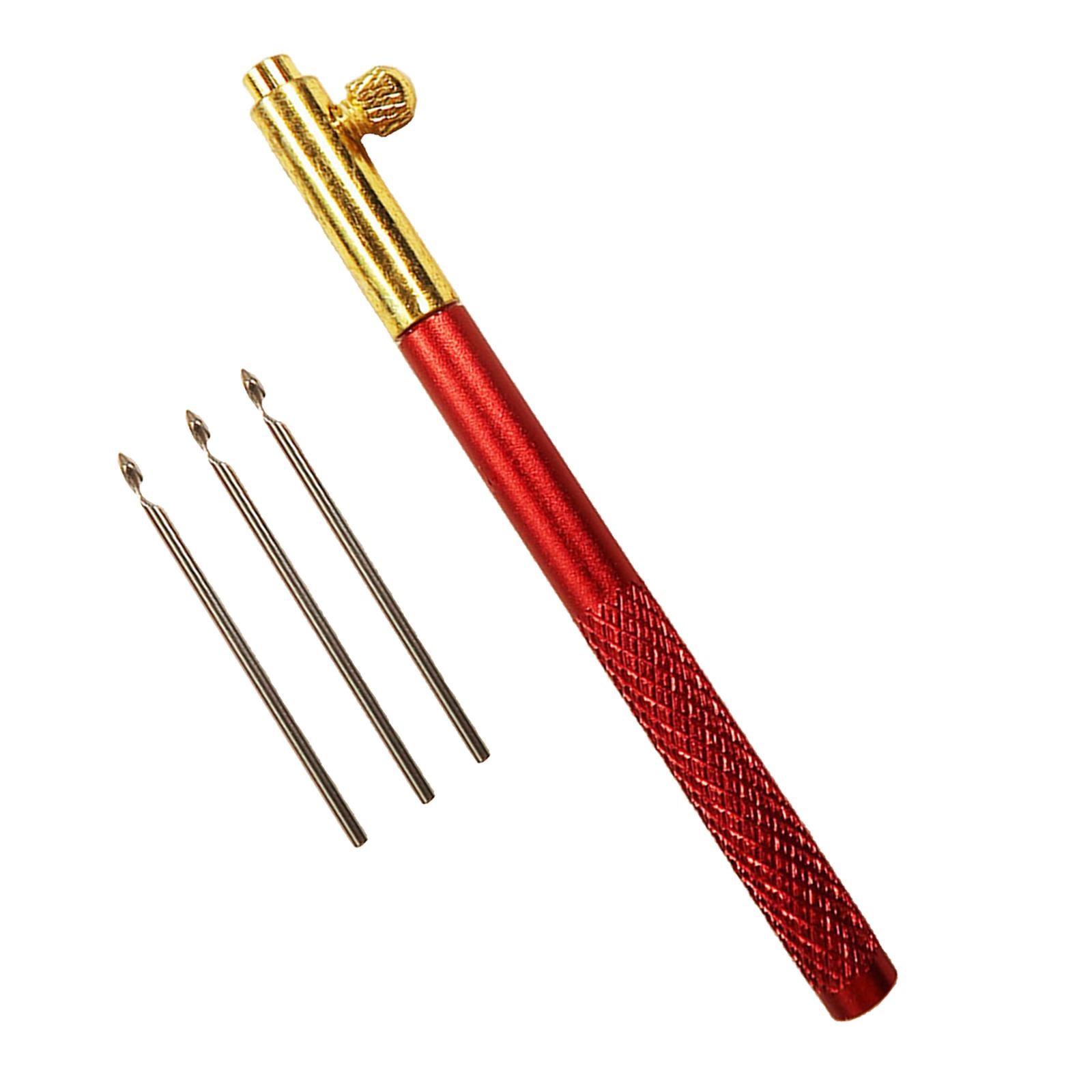 French Embroidery Crochet Hook with Needles Beading Crafts Set Red_Metal