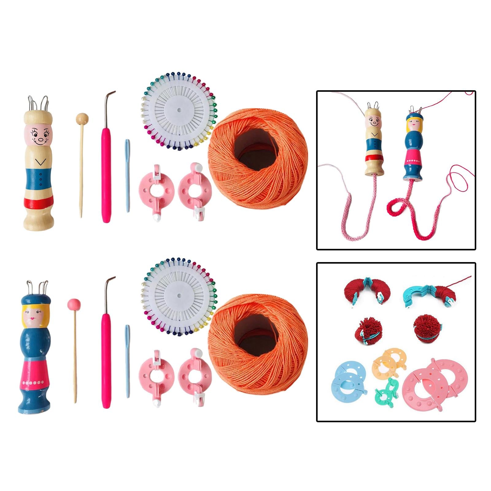 Wooden Handy Knitting Loom Set Handmade Doll Wool Yarn Weave Craft Kit A