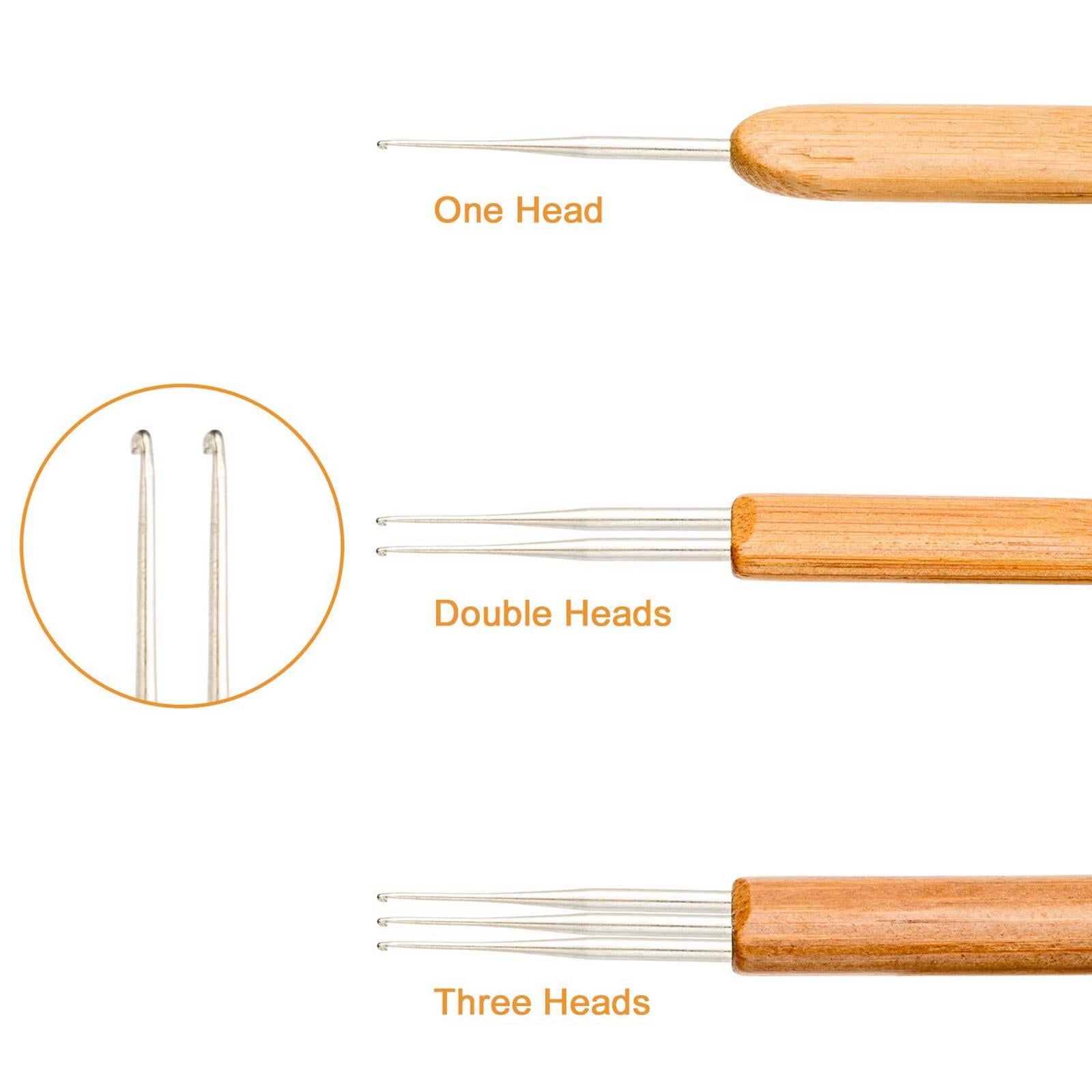 7Pcs Bamboo Handle Crochet Dreadlock Hook Needle Tool Braiding Hair Making