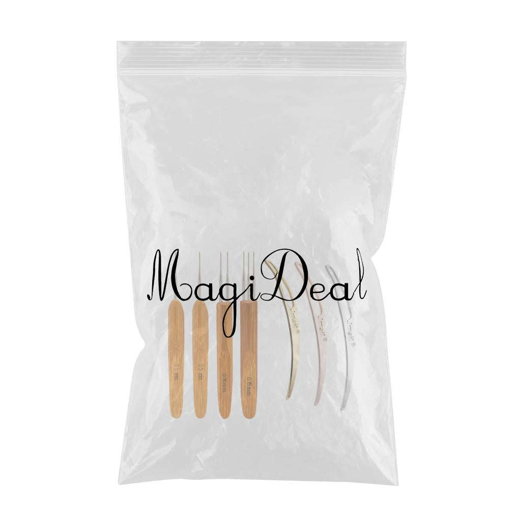 7Pcs Bamboo Handle Crochet Dreadlock Hook Needle Tool Braiding Hair Making