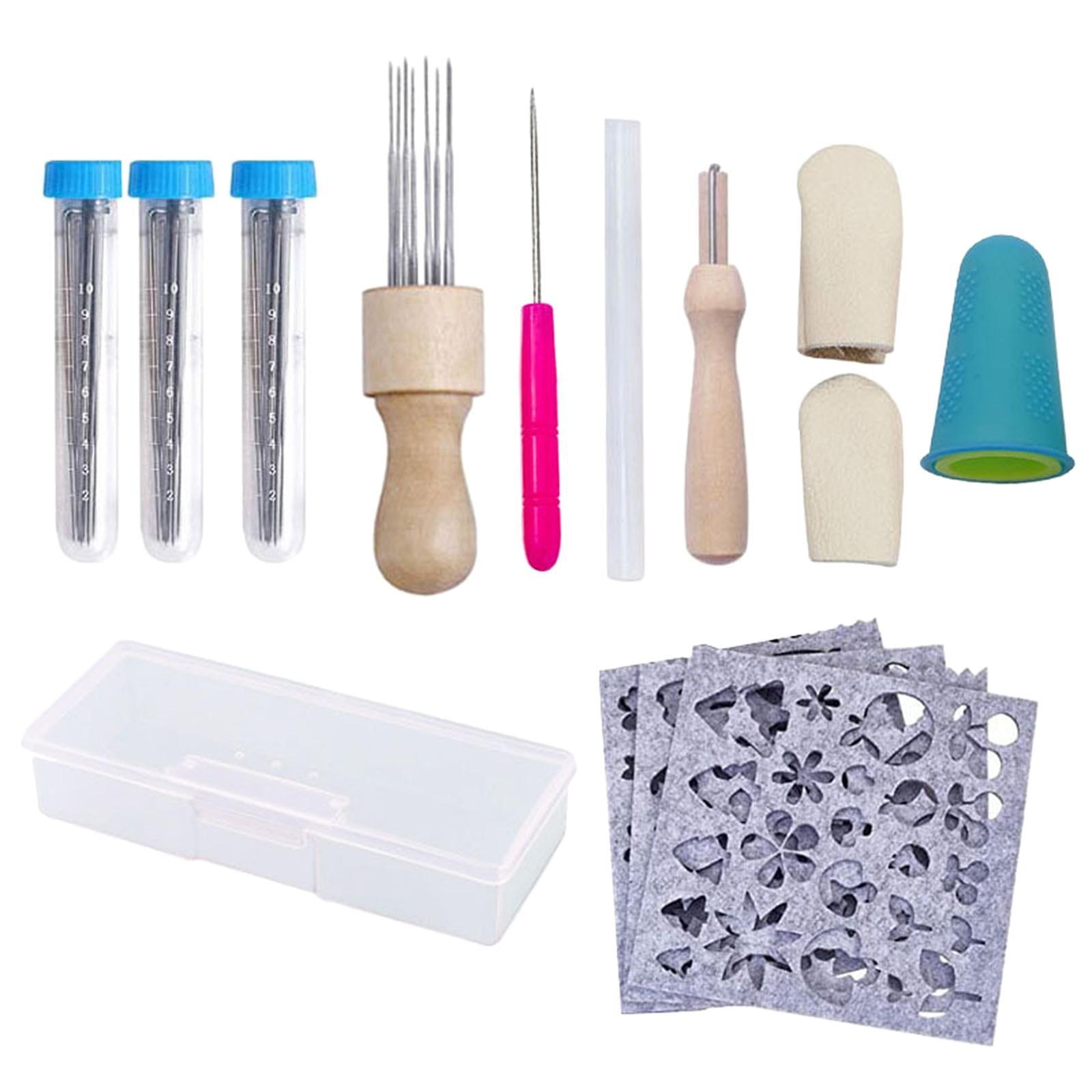 52x Wool Needle Felting Kit with Wooden Handle Awl for DIY Felting Projects