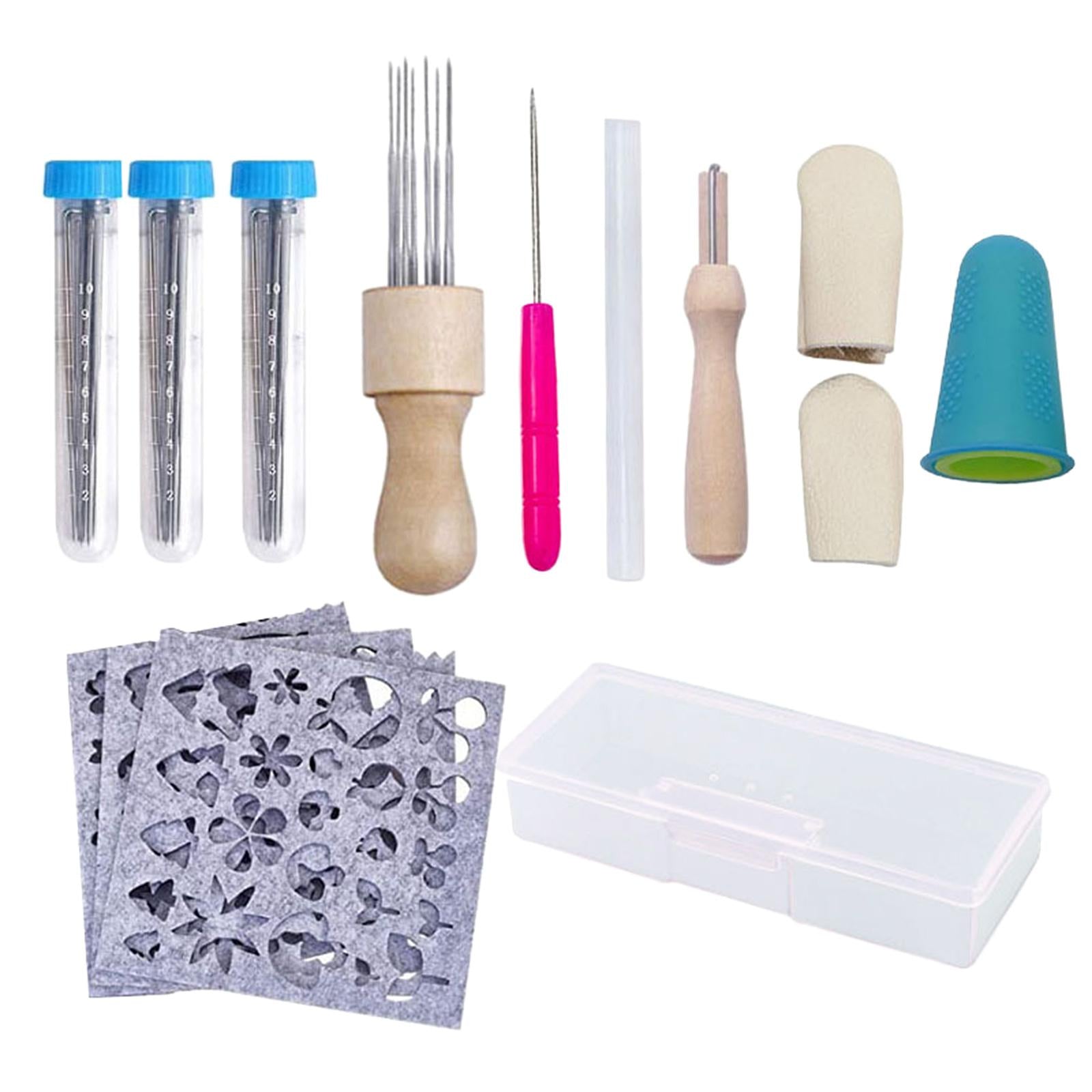 52x Wool Needle Felting Kit with Wooden Handle Awl for DIY Felting Projects