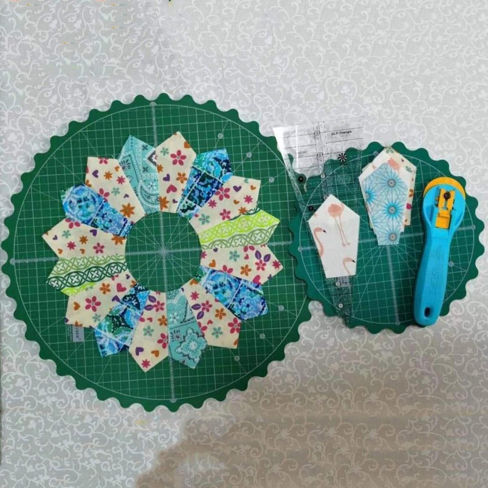 Cutting Mat 8 Inch Round Self Healings Grid Pad Fabric Engraving Craft Green