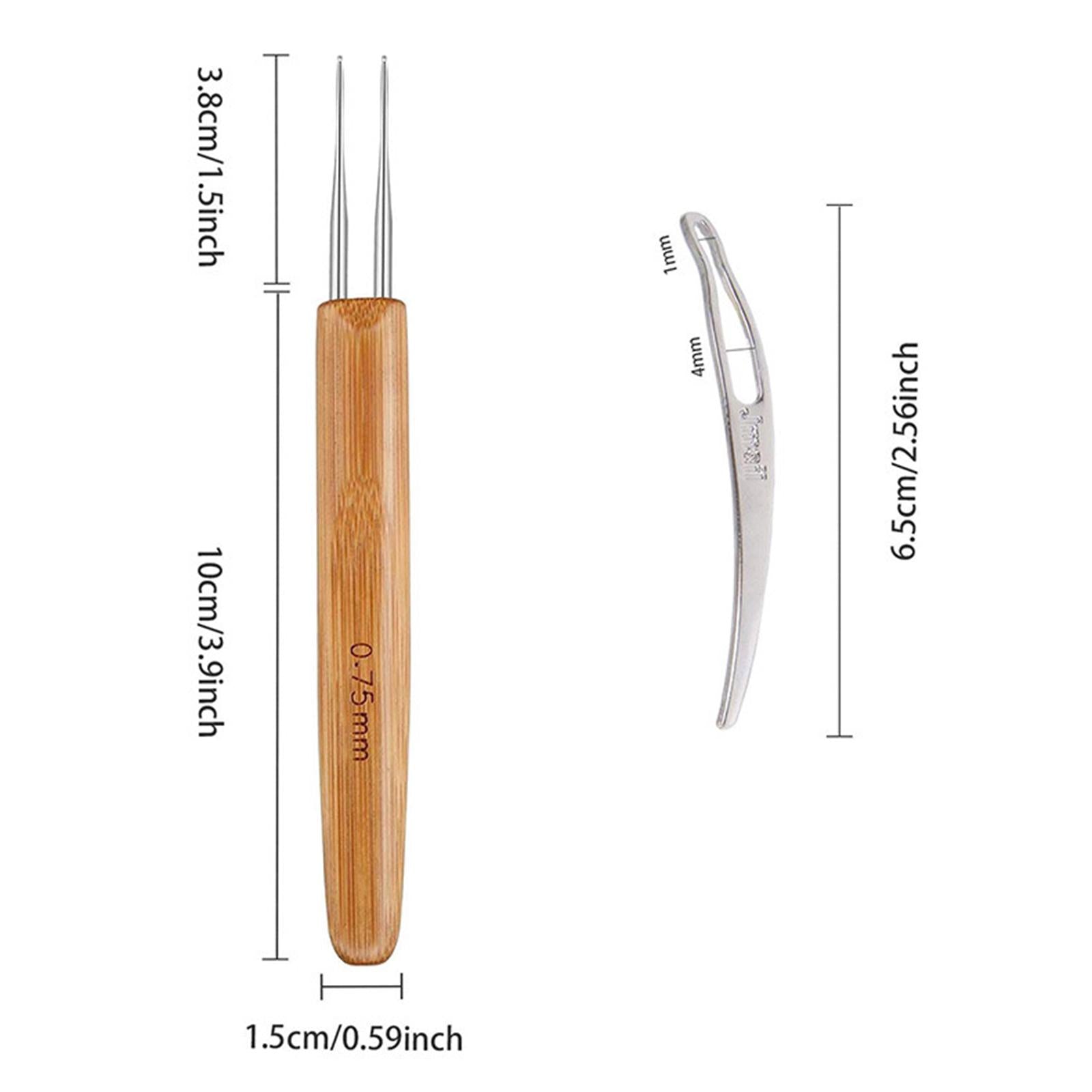 8Pcs Bamboo Handle Crochet Dreadlock Hook Needle Tool Braiding Hair Making