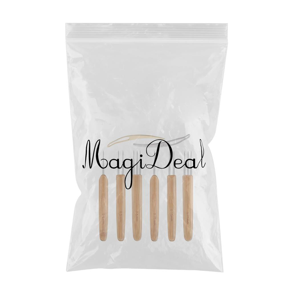 8Pcs Bamboo Handle Crochet Dreadlock Hook Needle Tool Braiding Hair Making