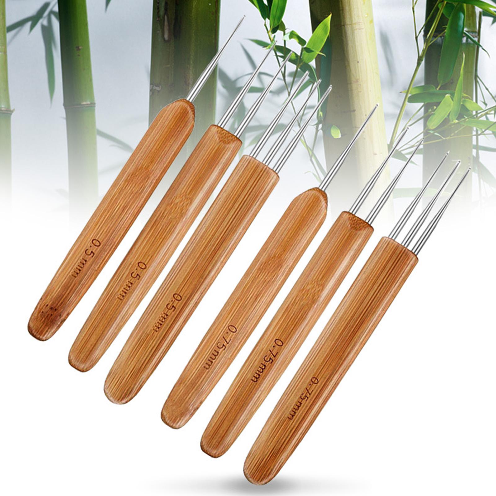 8Pcs Bamboo Handle Crochet Dreadlock Hook Needle Tool Braiding Hair Making