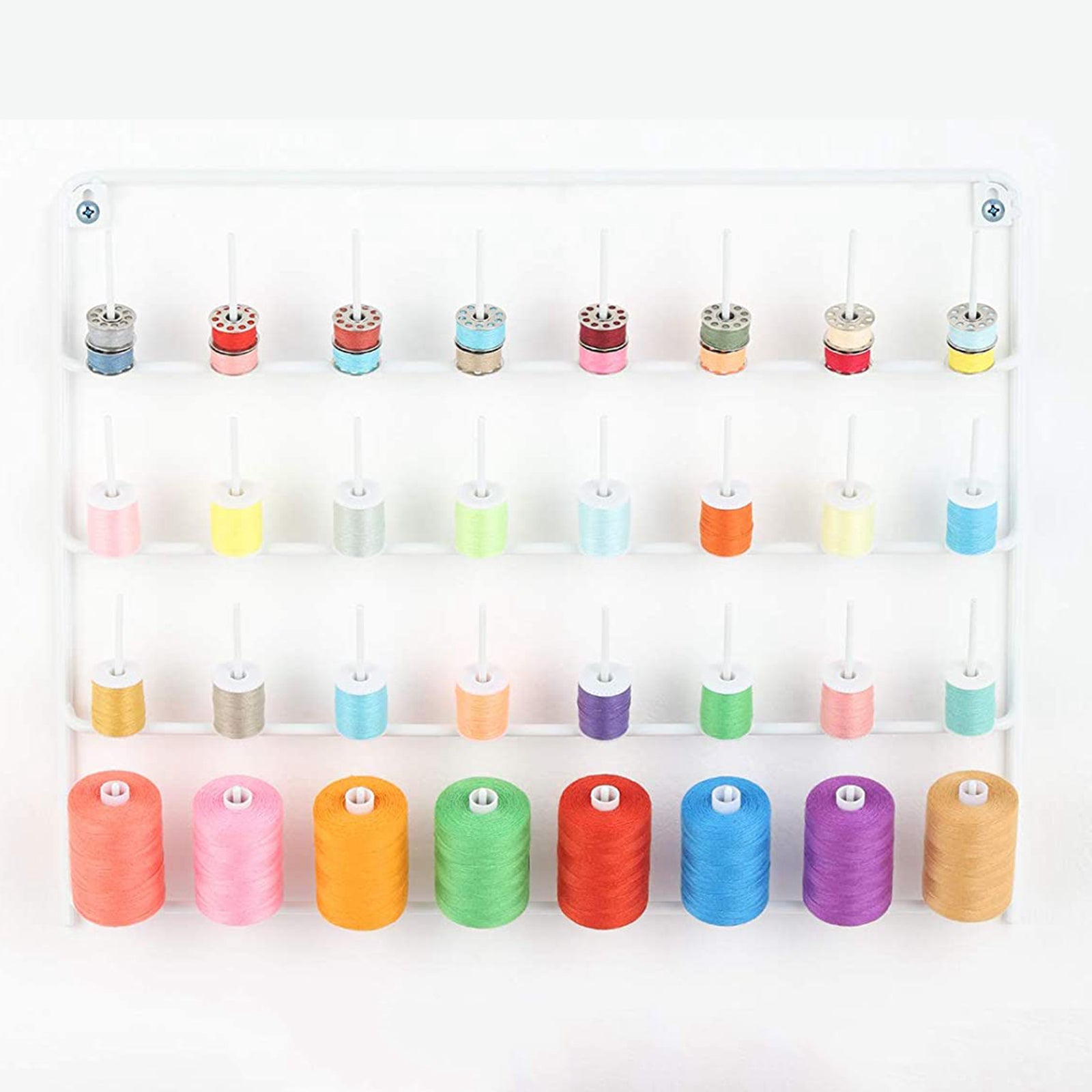 Metal Wall Hanging Thread Holder 32-Spool Sewing Thread Rack Organizer ...