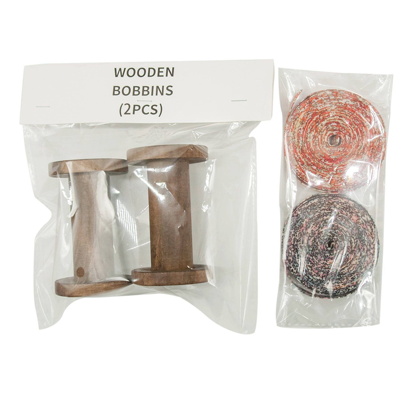 2Pack Natural Wooden Bobbins Thread Spools Sewing Trims Floss Storage Winder