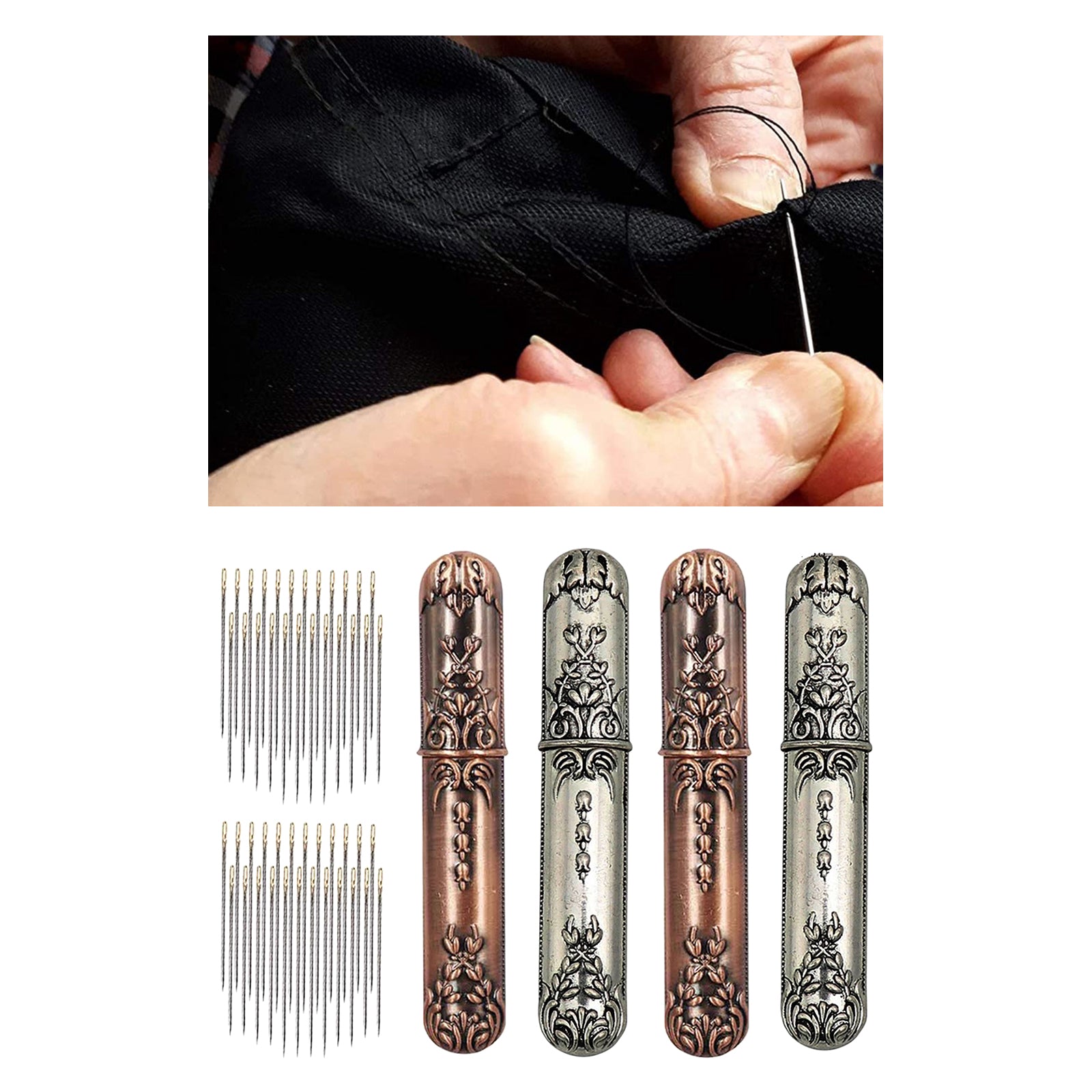 Self-threading Needles Sewing Needles Storage Case Silver