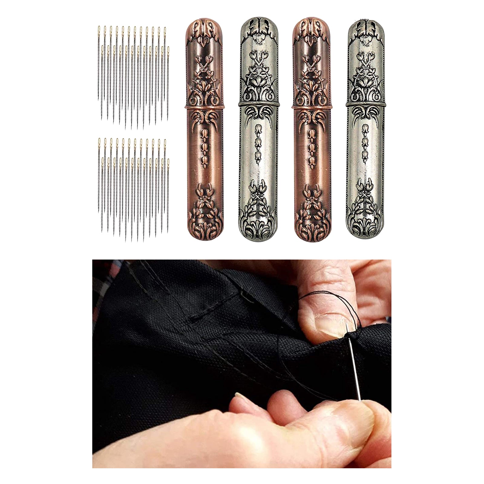 Self-threading Needles Sewing Needles Storage Case Silver