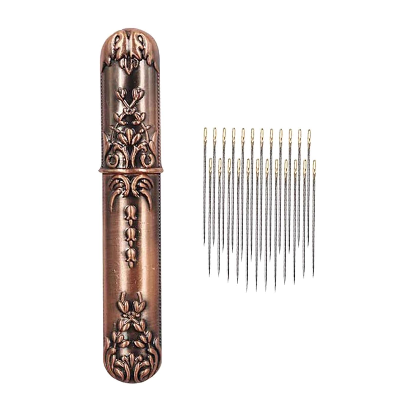Self-threading Needles Sewing Needles Storage Case Bronze 24Pcs Needles