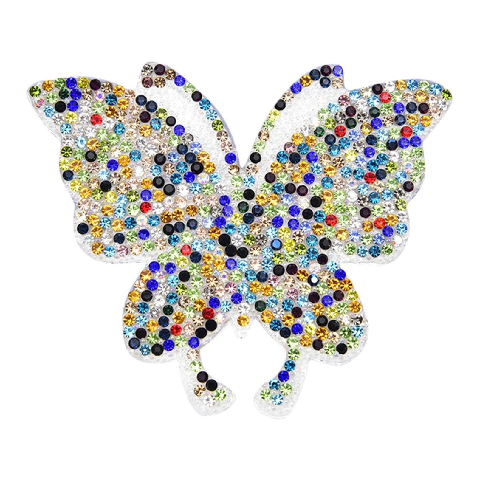 4PCS Rhinestone Butterfly Patches Iron On Sew on Patch Embroidered Appliques Multicolor