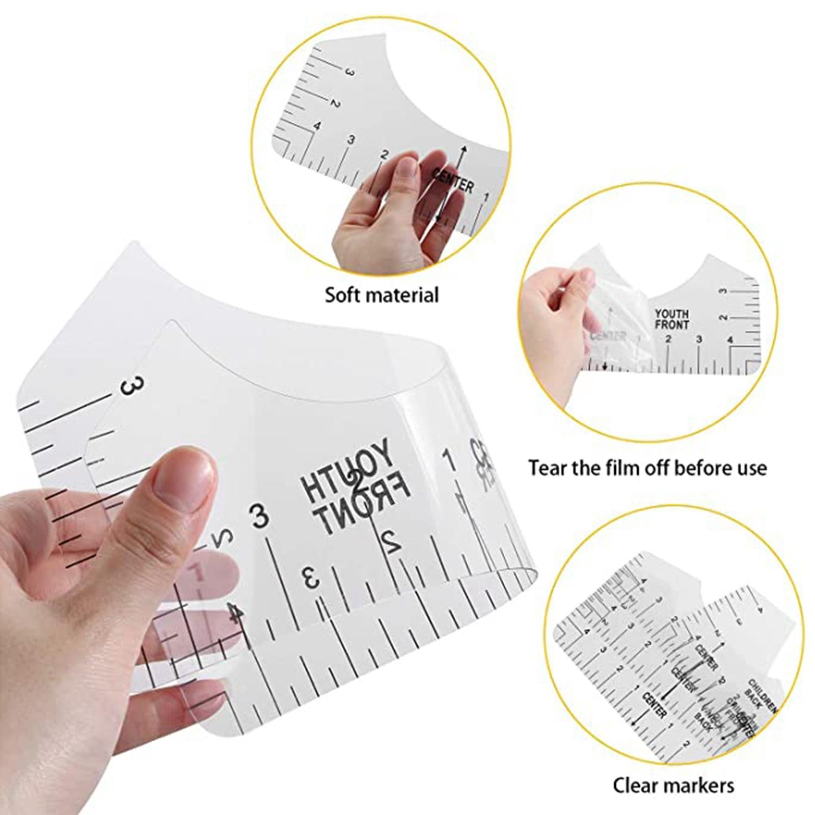 T-Shirt Ruler Tool Alignment Craft Tool Guide For Center Designs 8PCS White