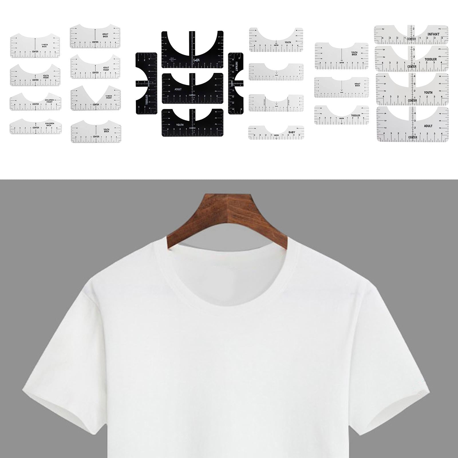 T-Shirt Ruler Tool Alignment Craft Tool Guide For Center Designs 8PCS White