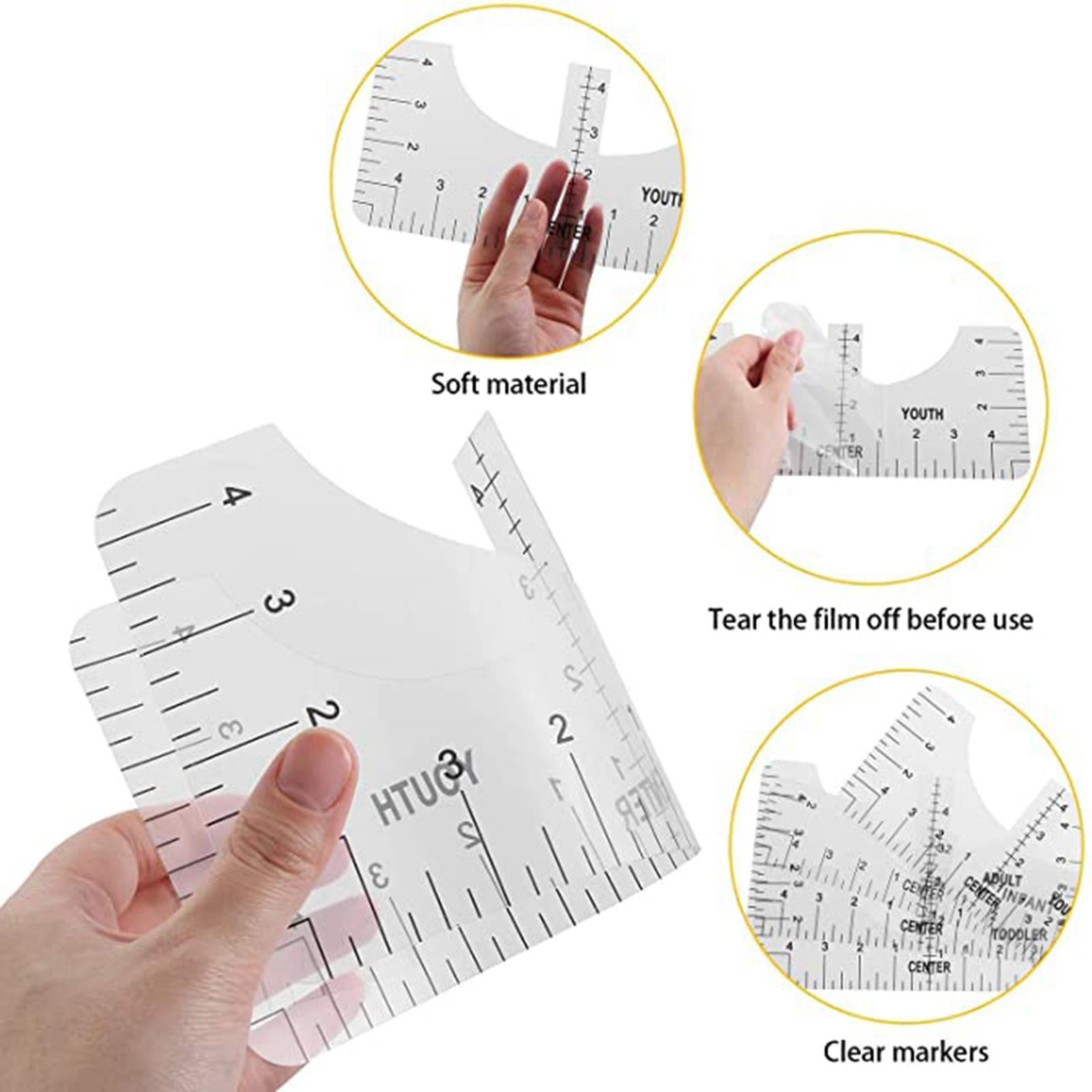 T-Shirt Ruler Tool Alignment Craft Tool Guide For Center Designs 4PCS White